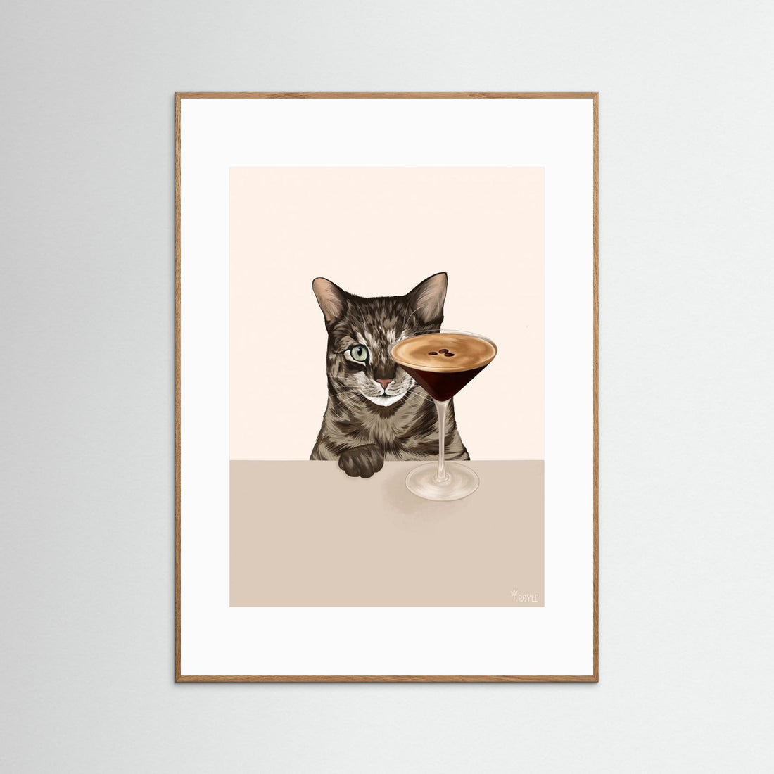 Tabby Cat with Espresso Martini Cocktail by Tara Royle