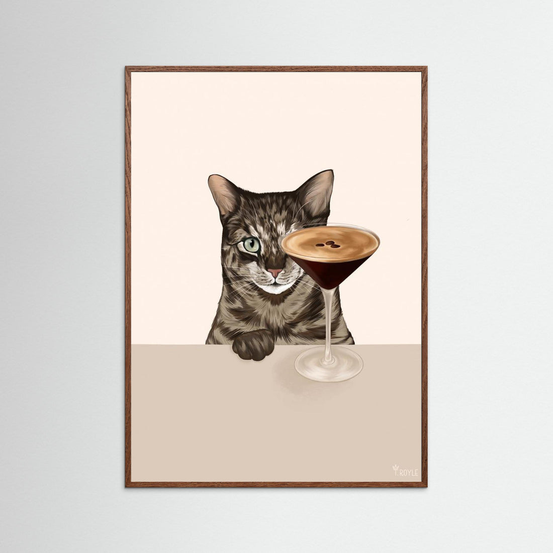 Tabby Cat with Espresso Martini Cocktail by Tara Royle