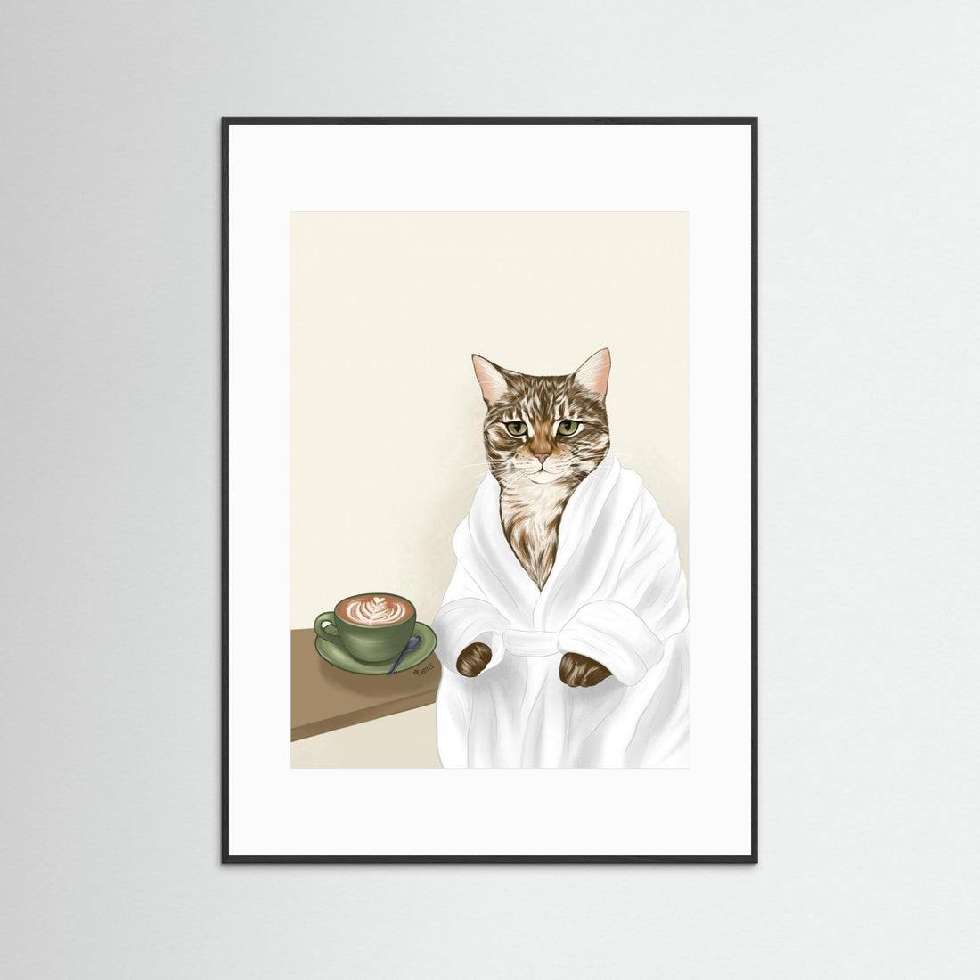 Coffee Cat by Tara Royle - Fine Art Paper Print - dreamtprint.art - 14 x 21 cm / 5 x 8″ (A5)