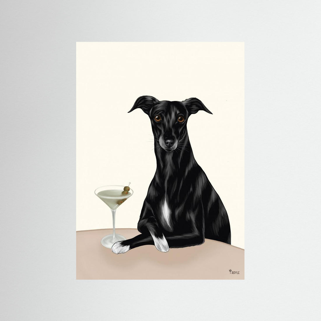 Classy Greyhound with Martini by Tara Royle
