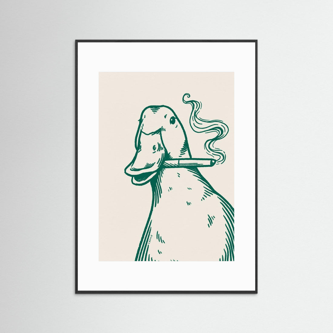 Smoking Duck in green by Tara Royle