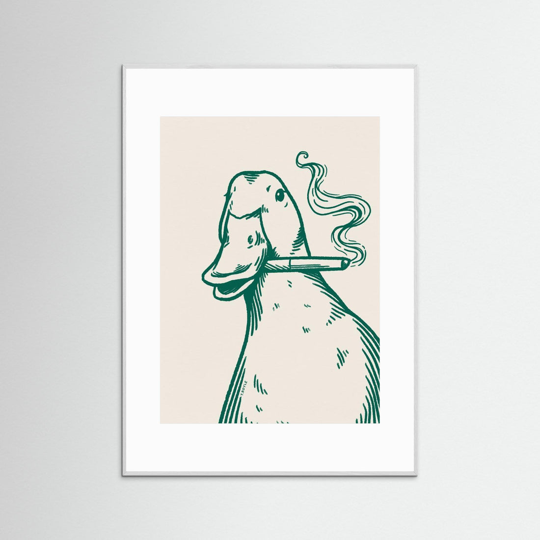 Smoking Duck in green by Tara Royle