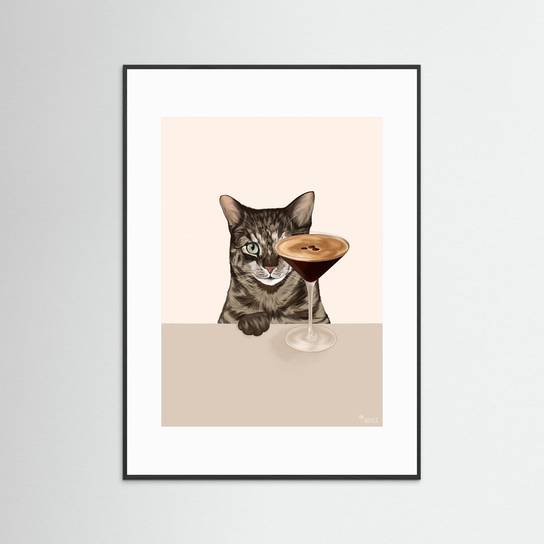 Tabby Cat with Espresso Martini Cocktail by Tara Royle