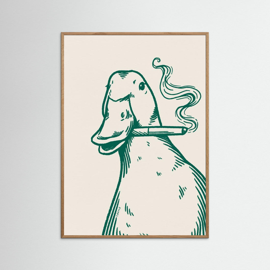 Smoking Duck in green by Tara Royle