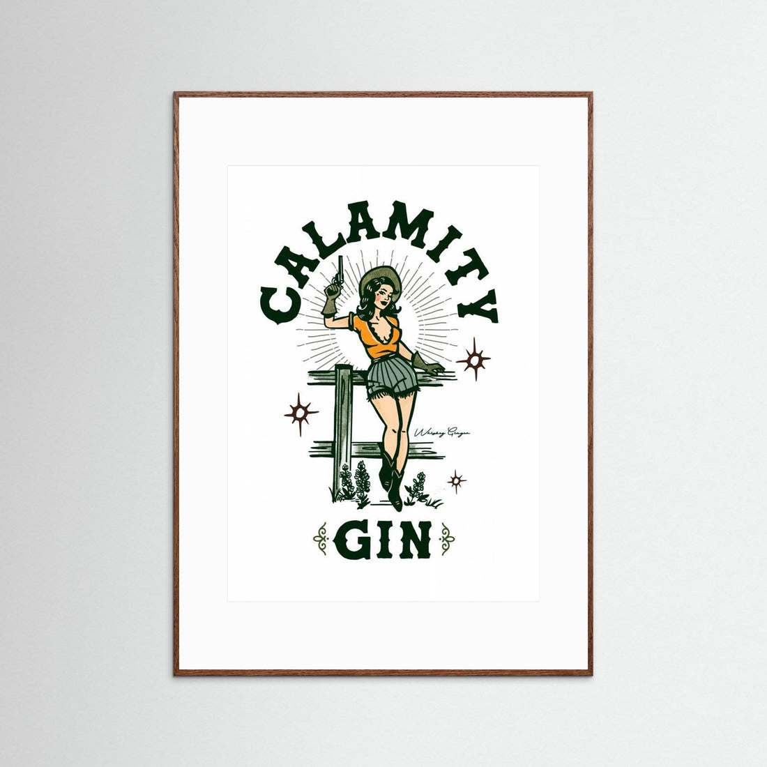 Calamity Gin Funny Retro Western Cowgirl Art by The Whiskey Ginger