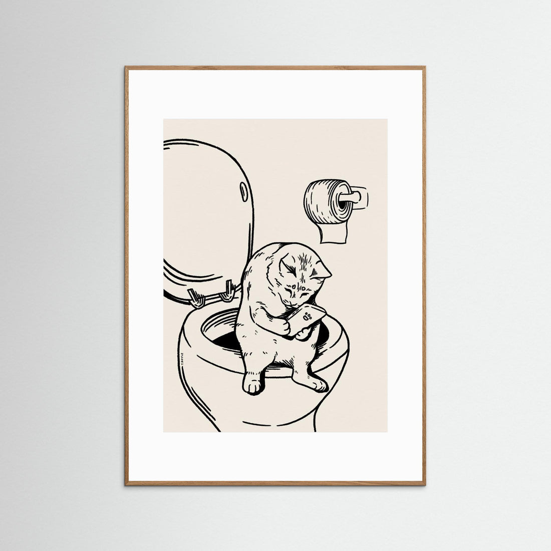 Cat on Toilet in black by Tara Royle