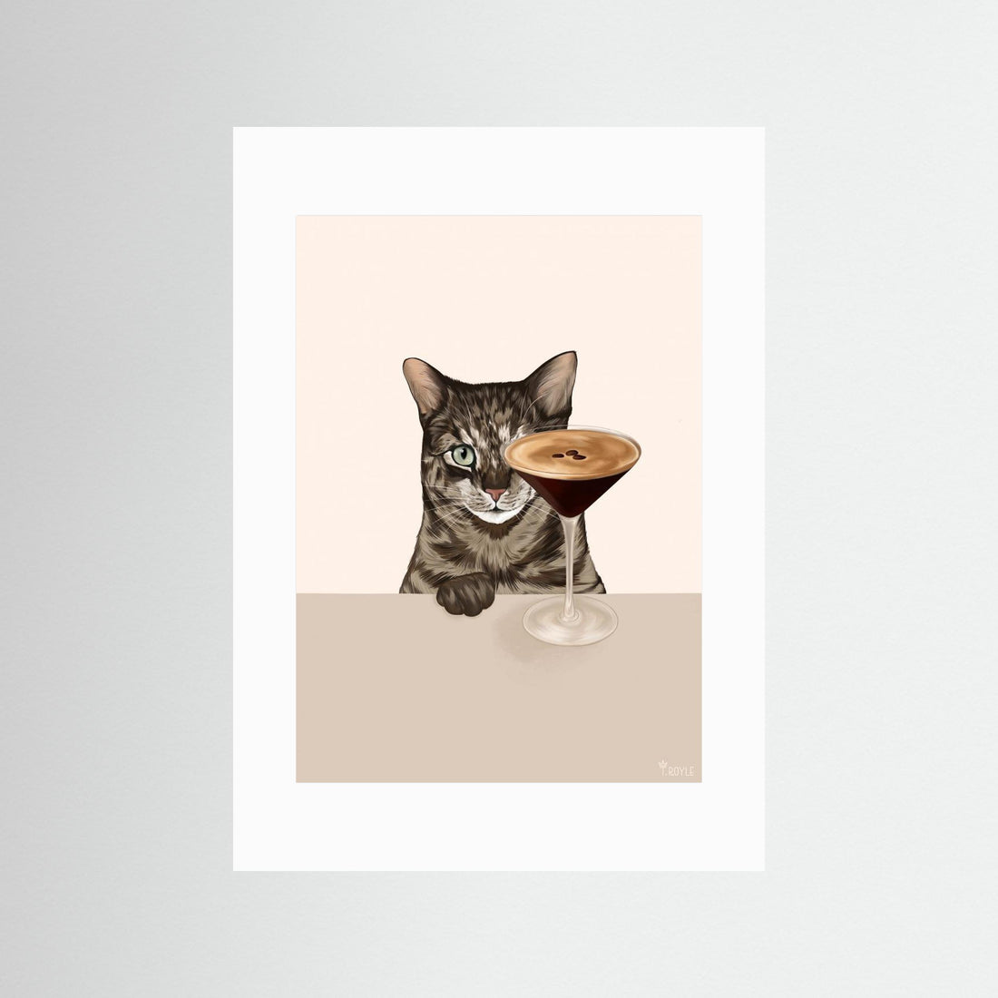 Tabby Cat with Espresso Martini Cocktail by Tara Royle