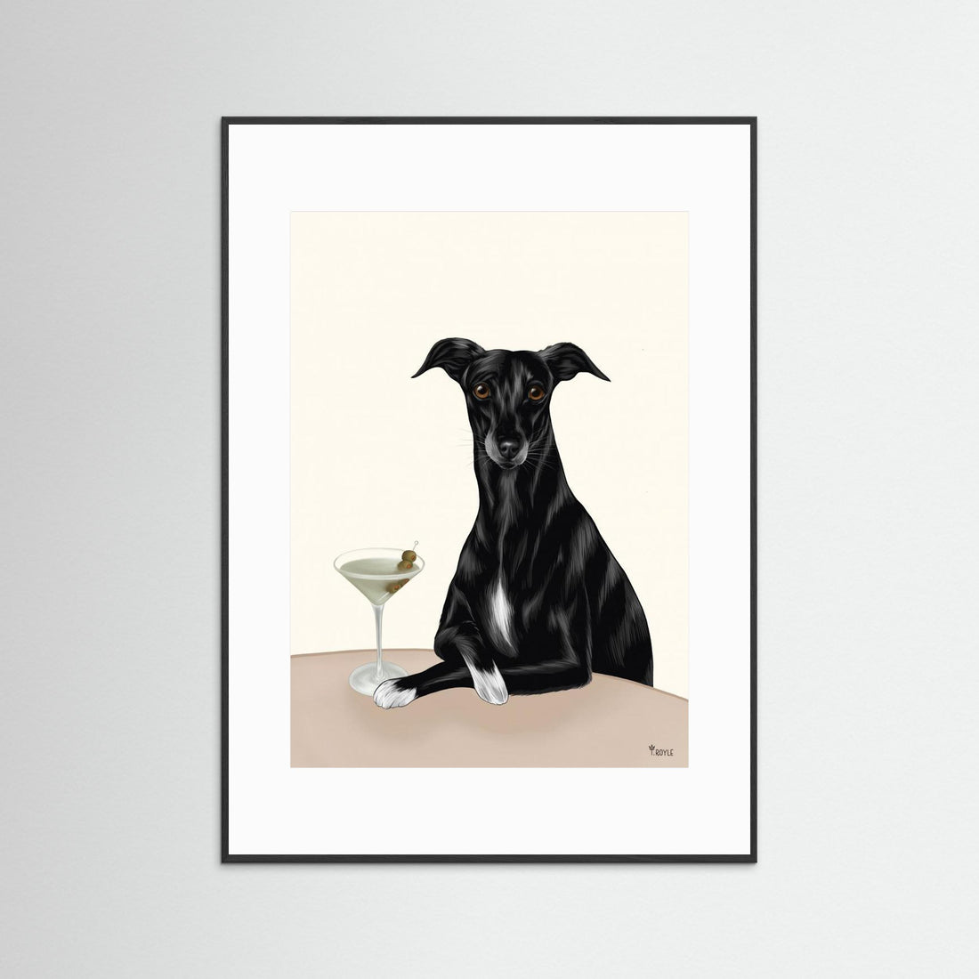 Classy Greyhound with Martini by Tara Royle