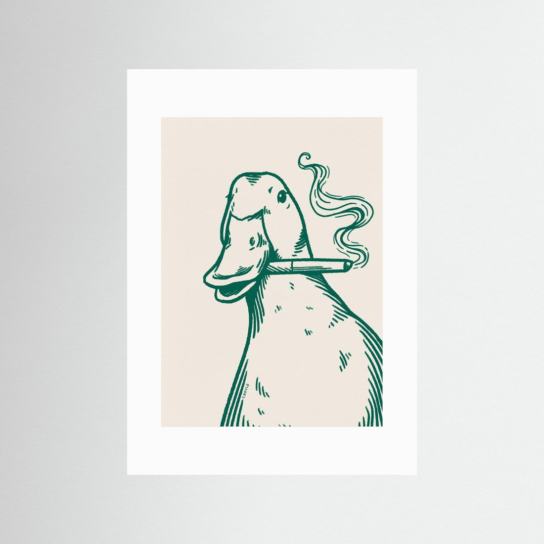 Smoking Duck in green by Tara Royle