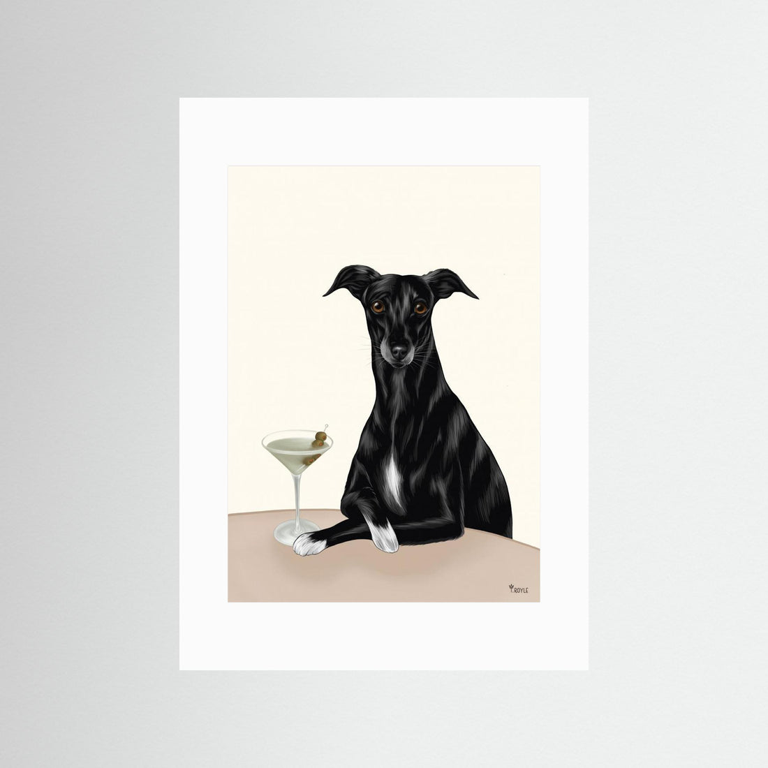 Classy Greyhound with Martini by Tara Royle