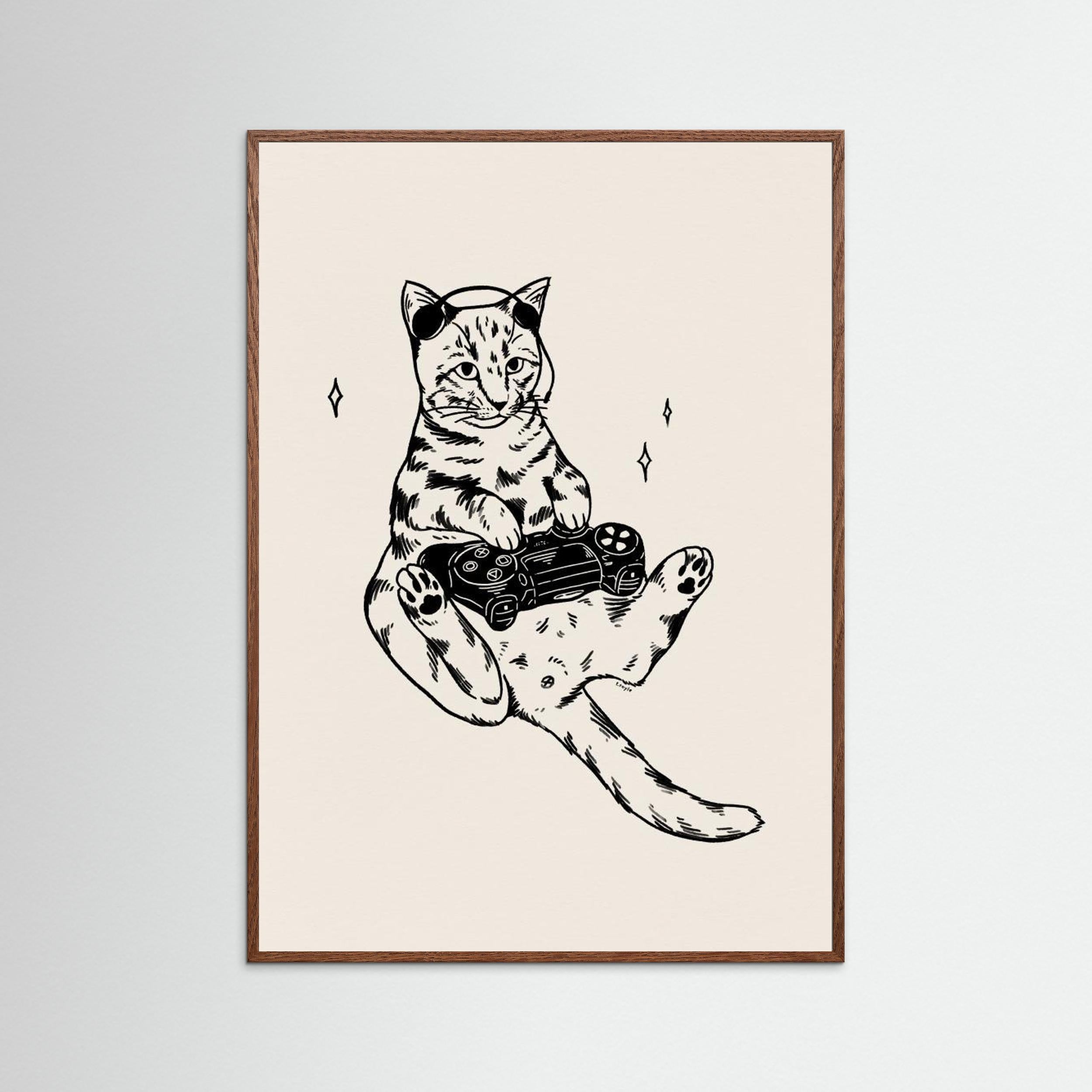 Gaming Cat in black by Tara Royle