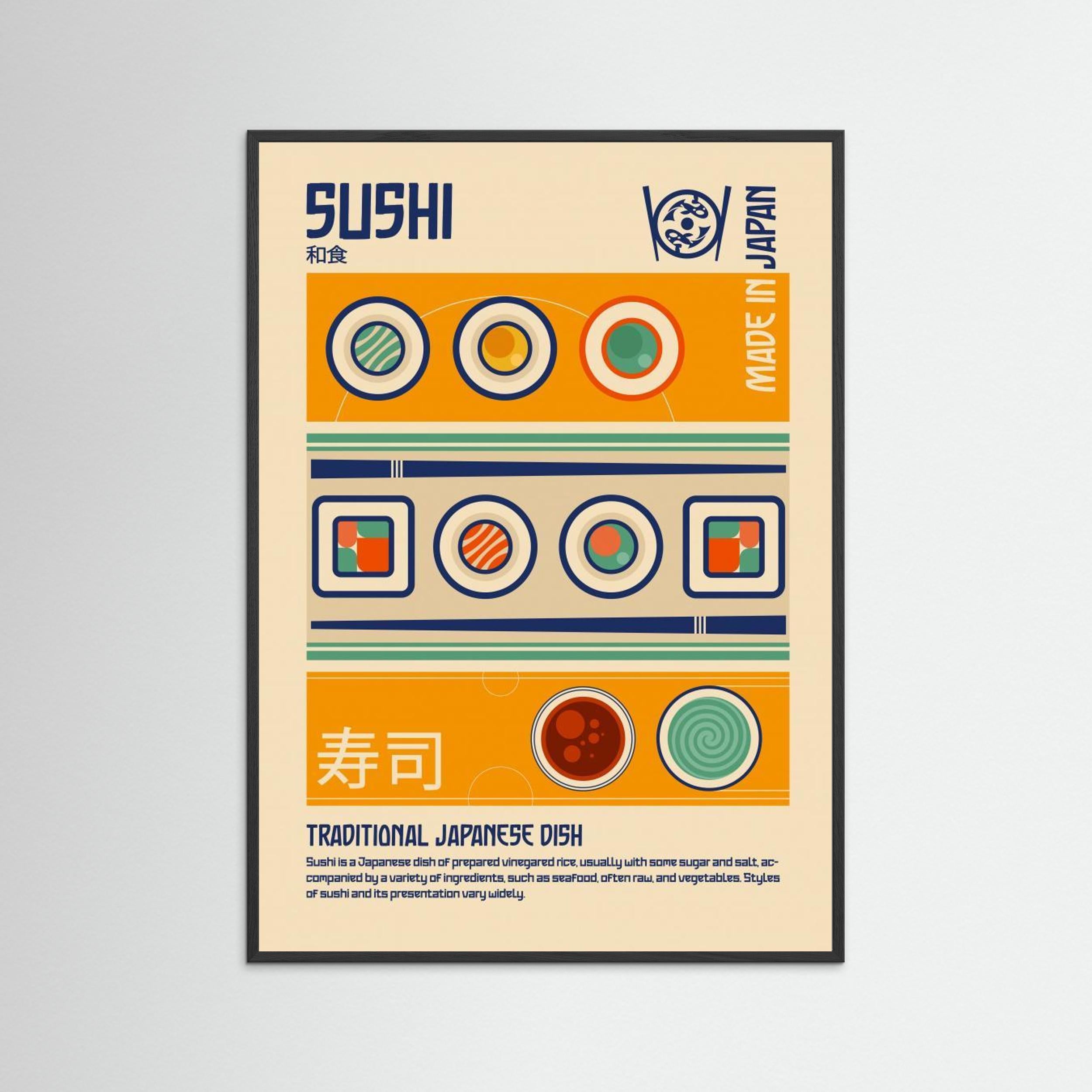 Sushi Japanese Food Print by Retrodrome