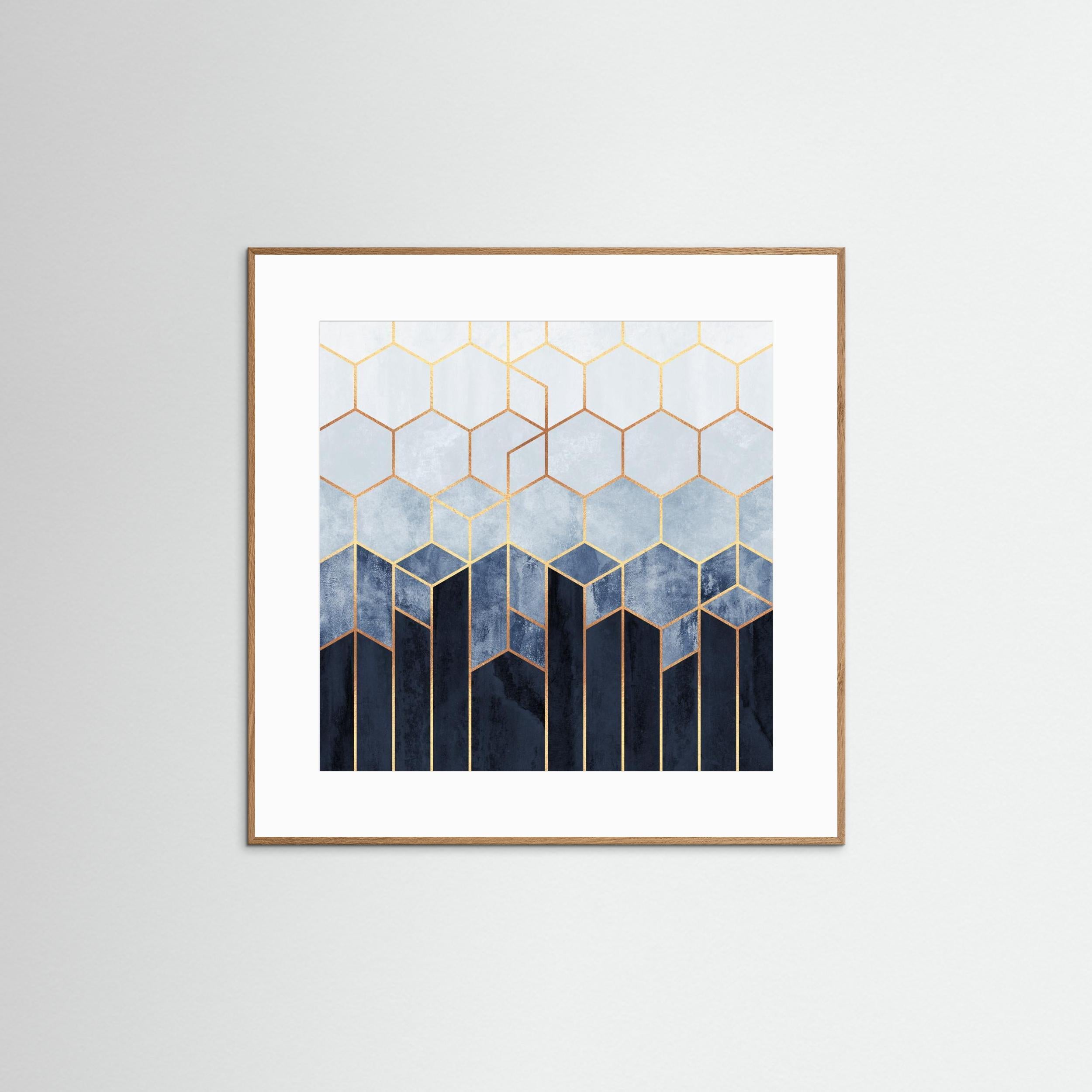Soft Blue Hexagons by Elisabeth Fredriksson