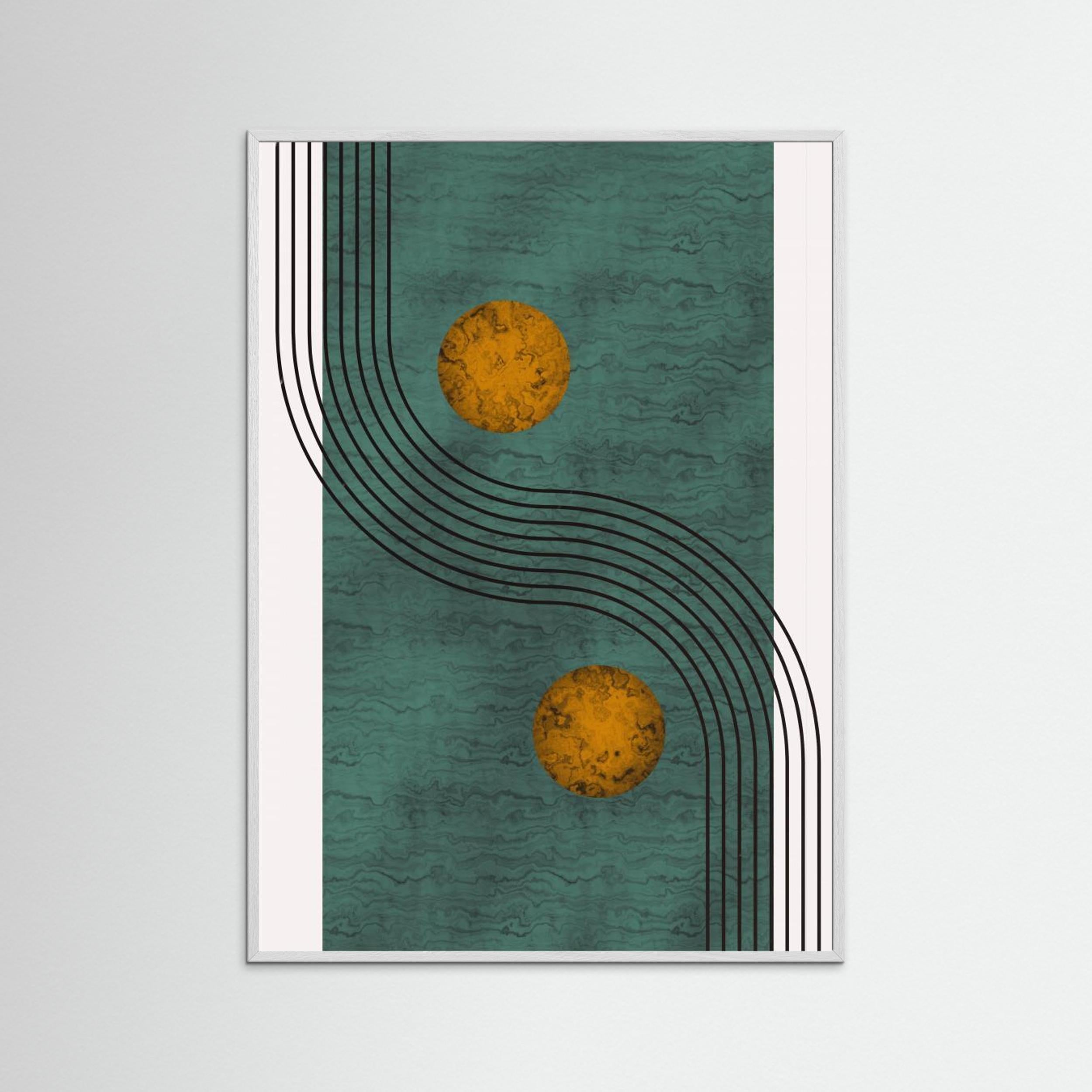 Aquamarine Marble With Golden Sphere by Little Dean