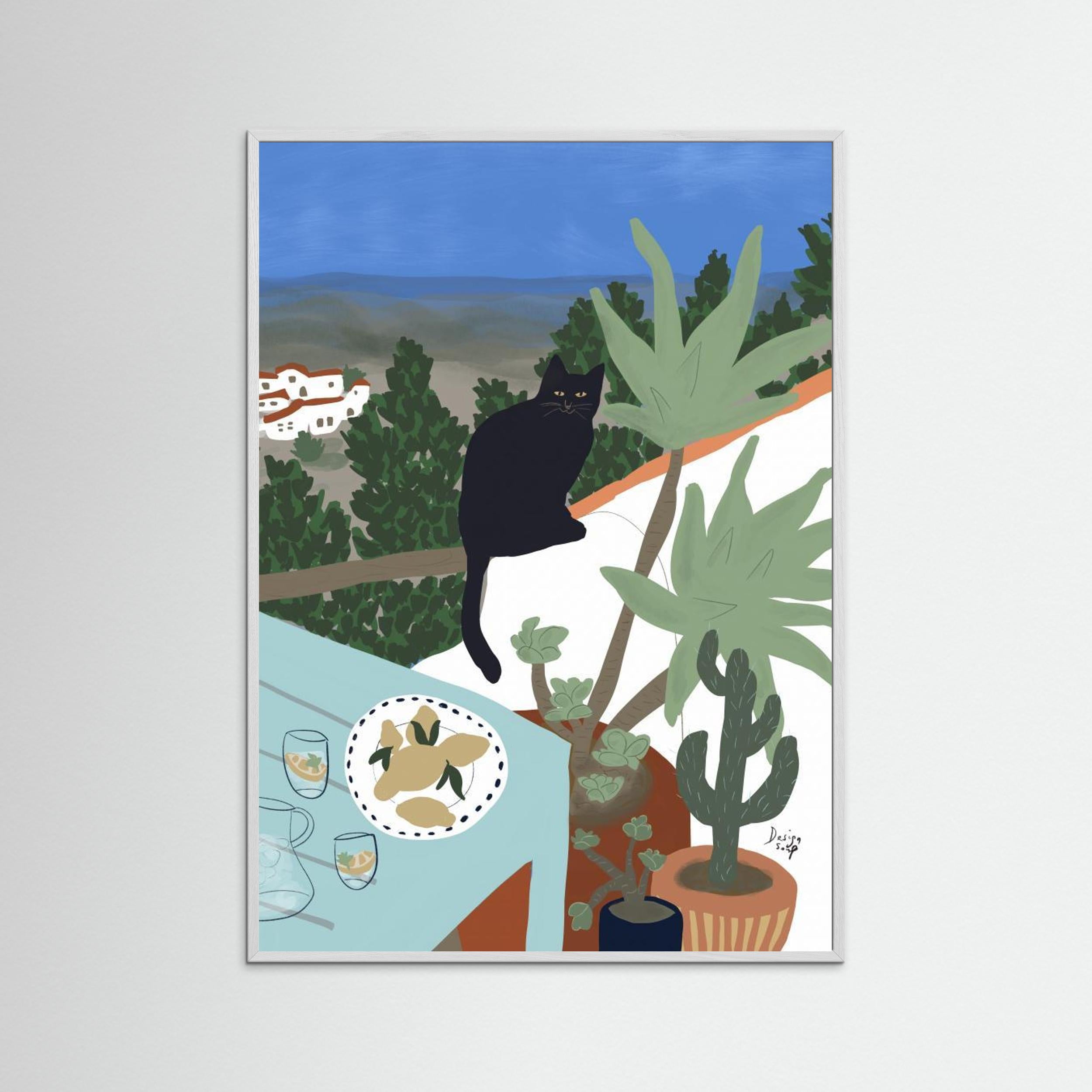 Black Cat on White House by Alix Campbell