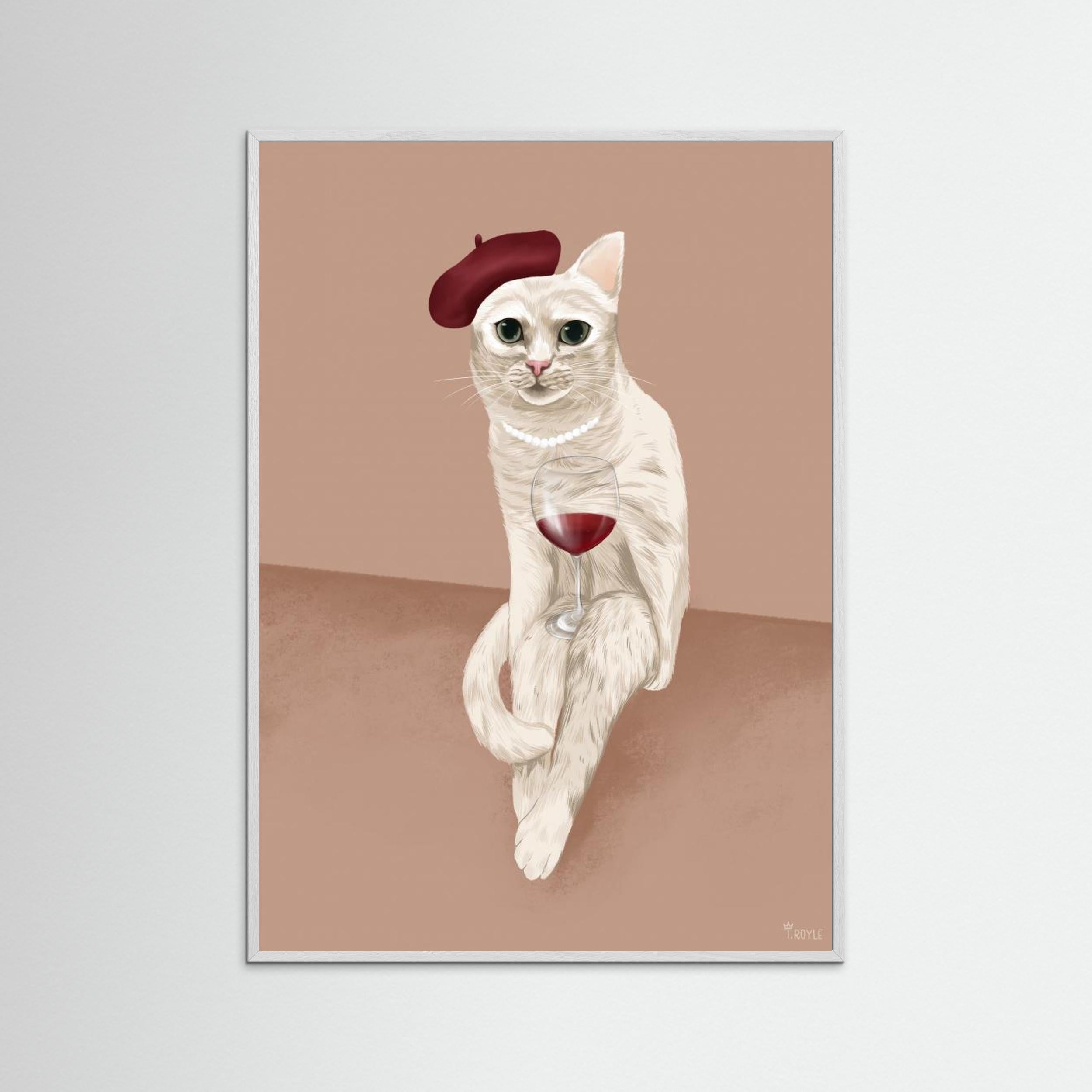 Classy Wine Cat by Tara Royle