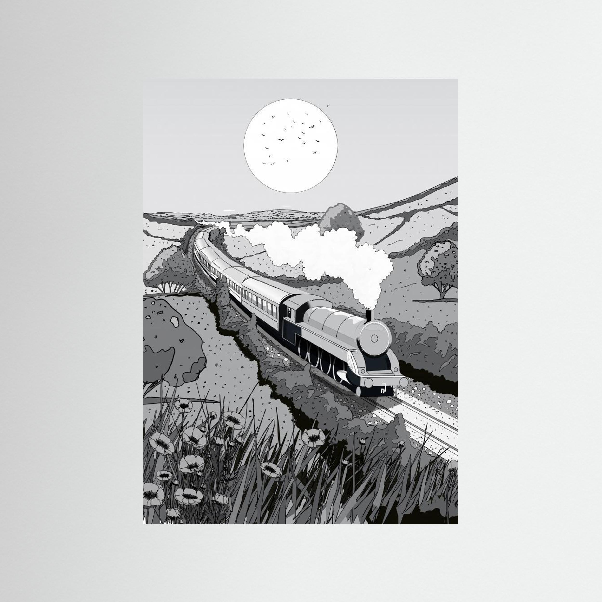 Train Black and White by Nicholas