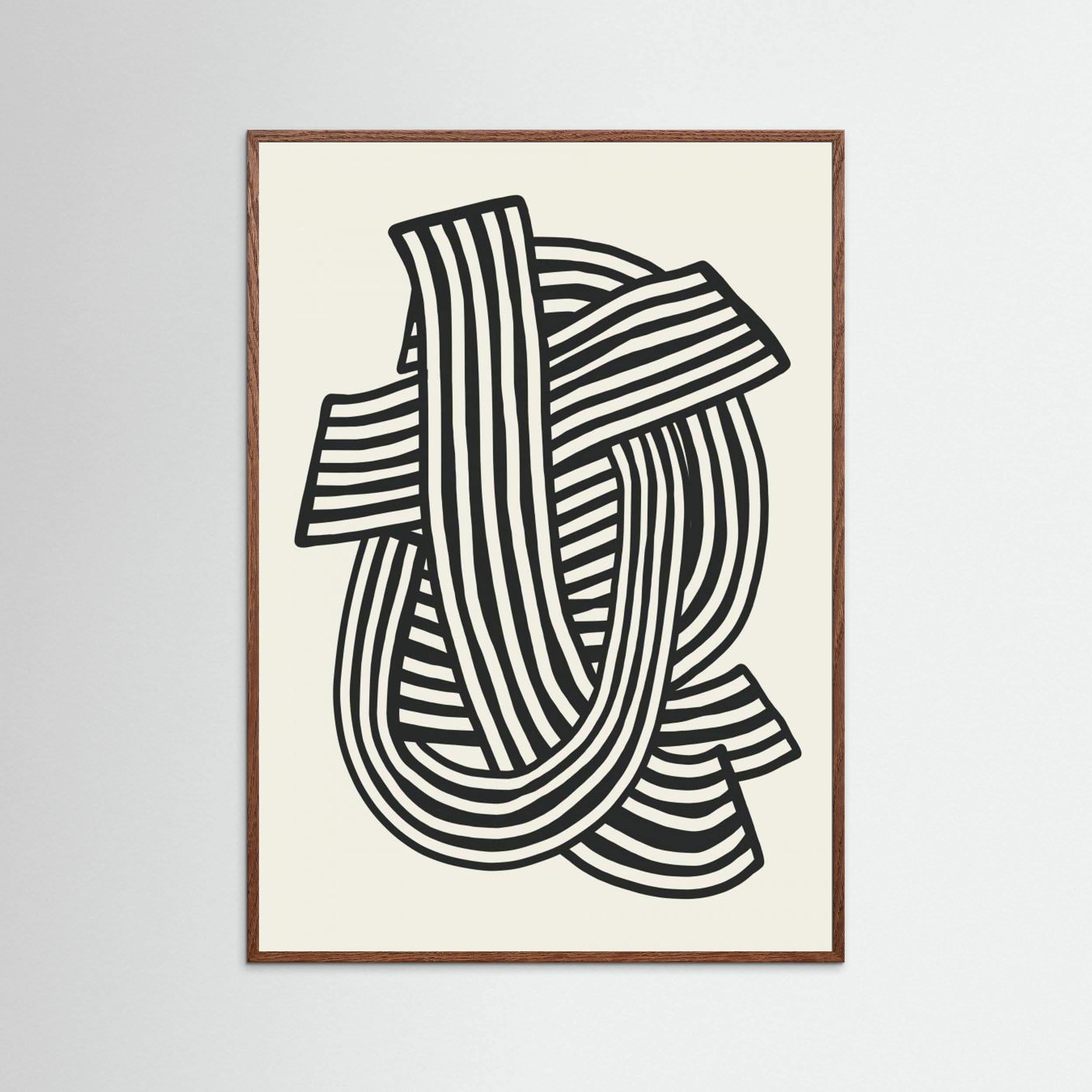 Striped Abstract In Black by Little Dean