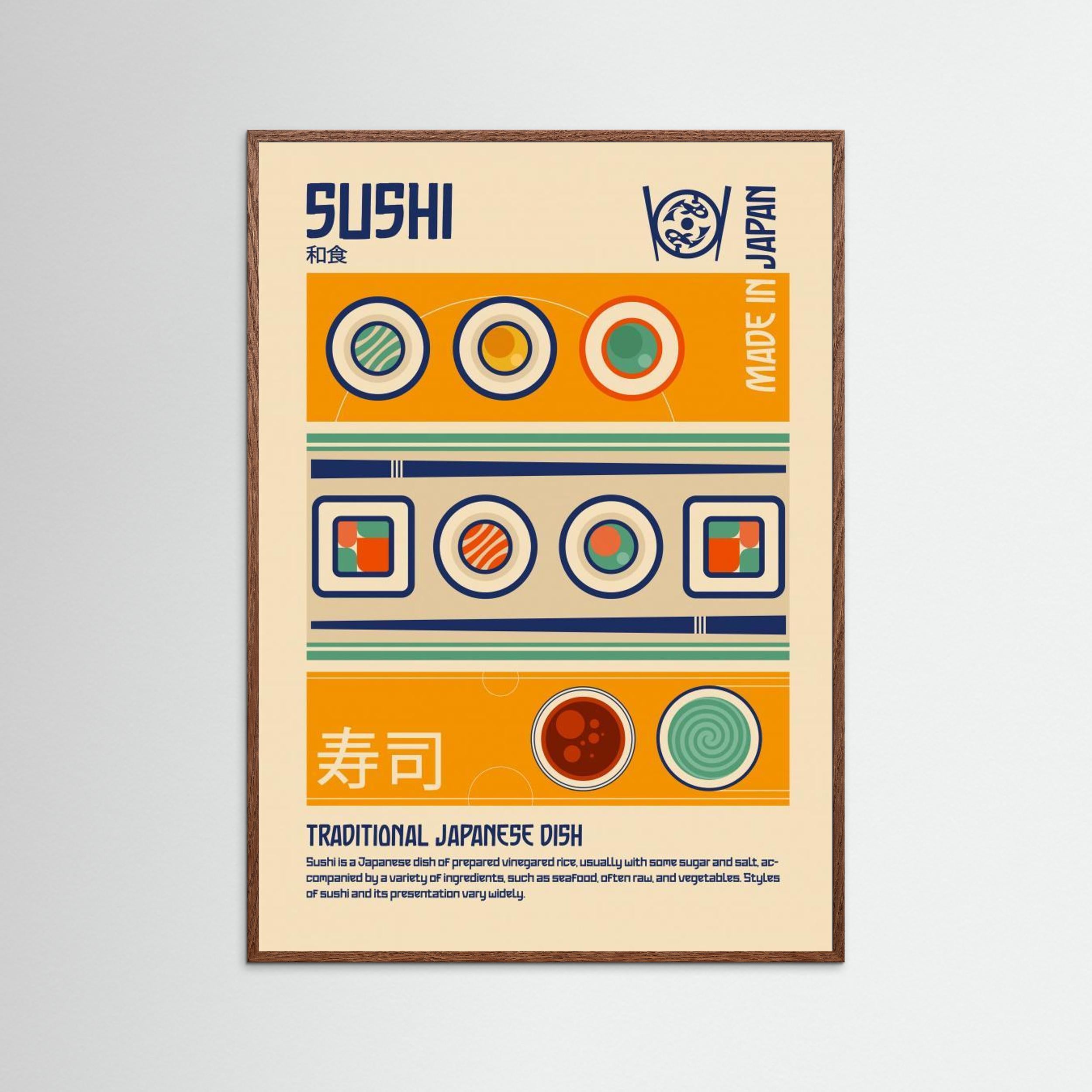 Sushi Japanese Food Print by Retrodrome