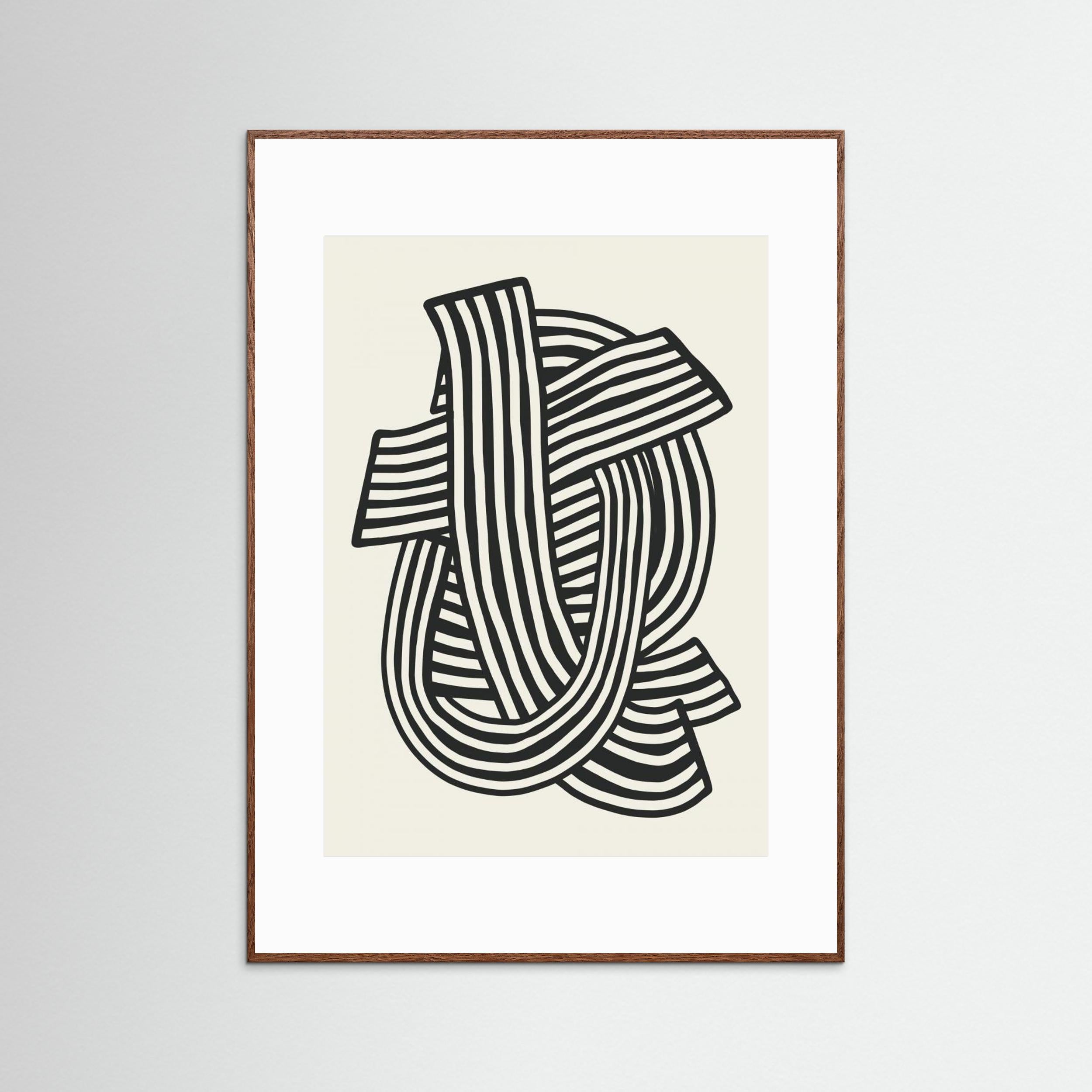Striped Abstract In Black by Little Dean
