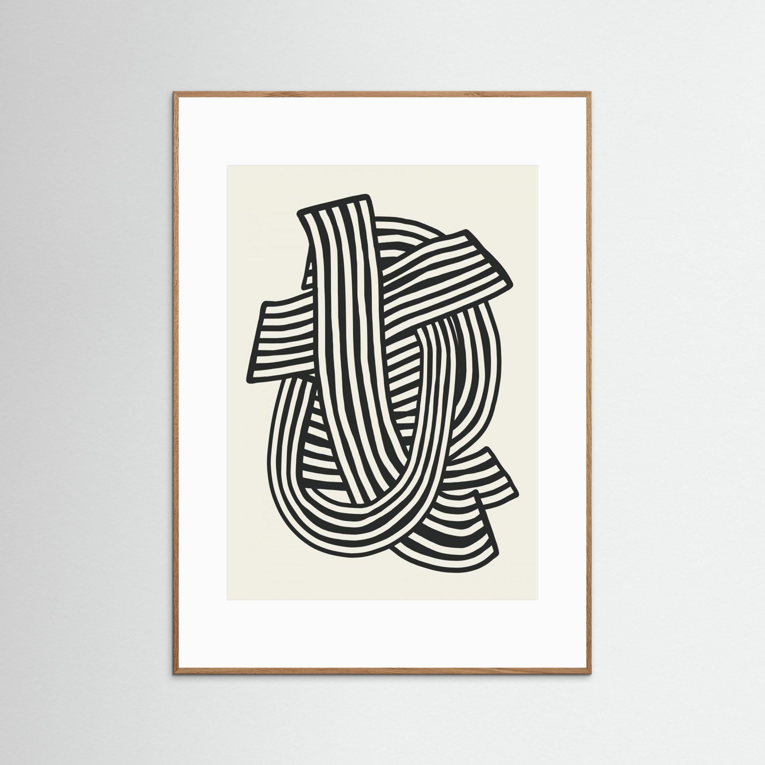 Striped Abstract In Black by Little Dean