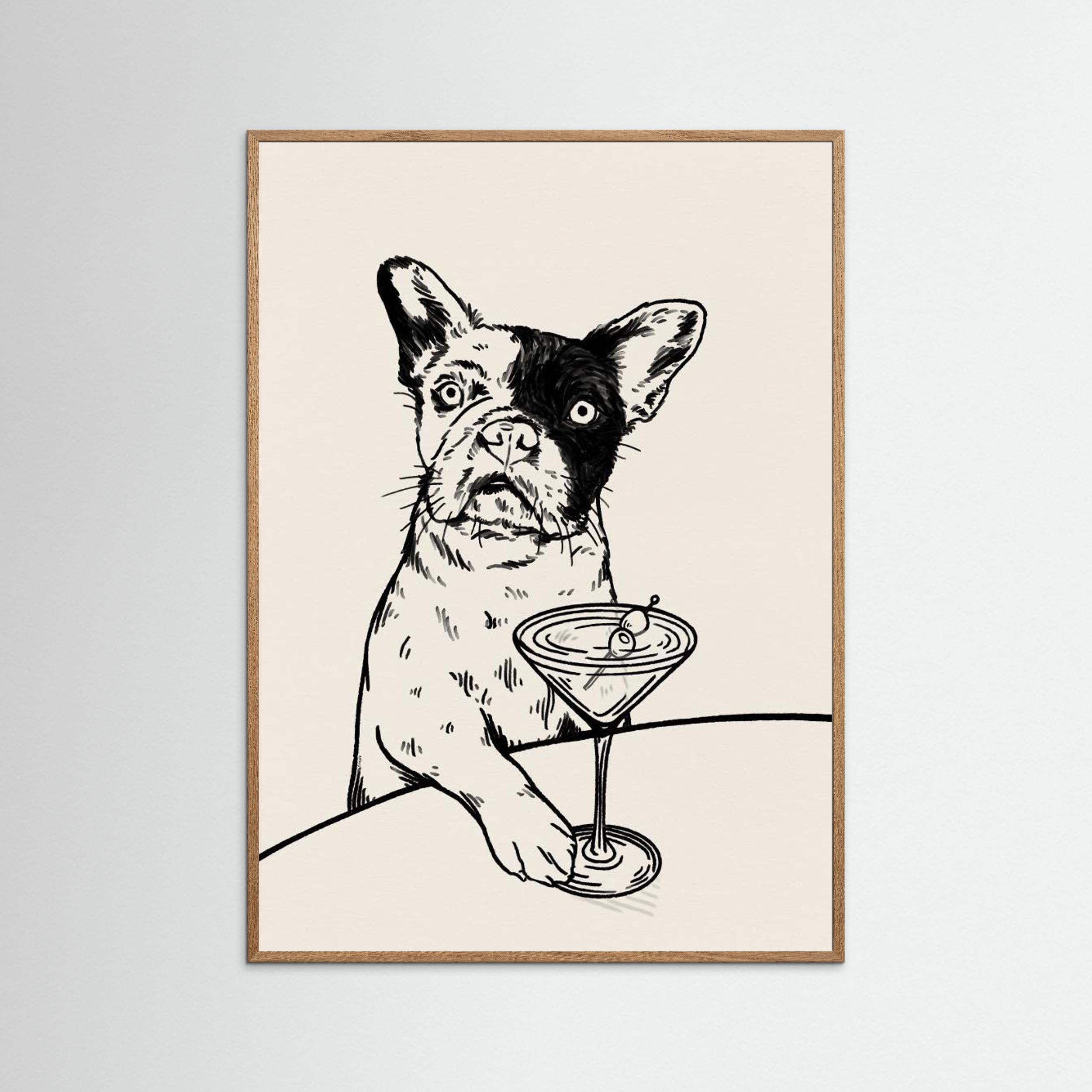 Frenchie with Dirty Martini Cocktail by Tara Royle