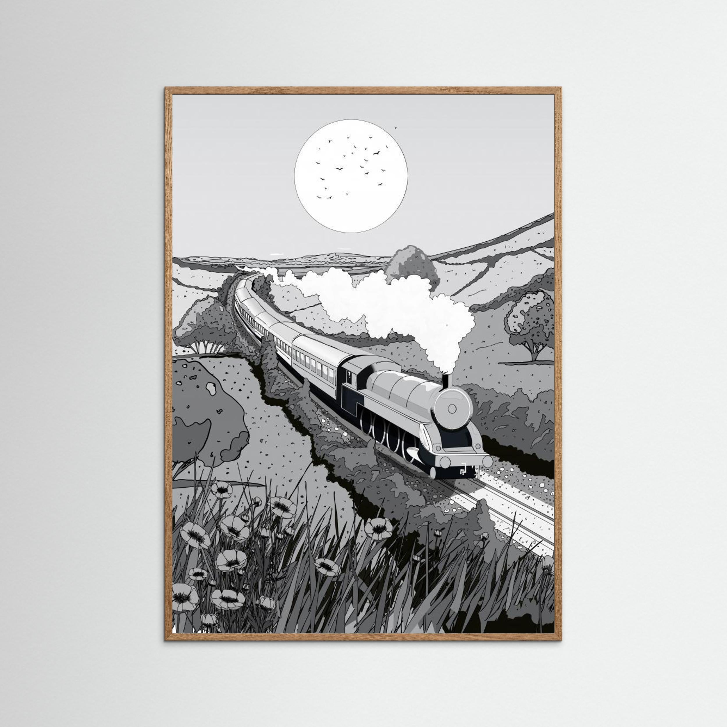 Train Black and White by Nicholas