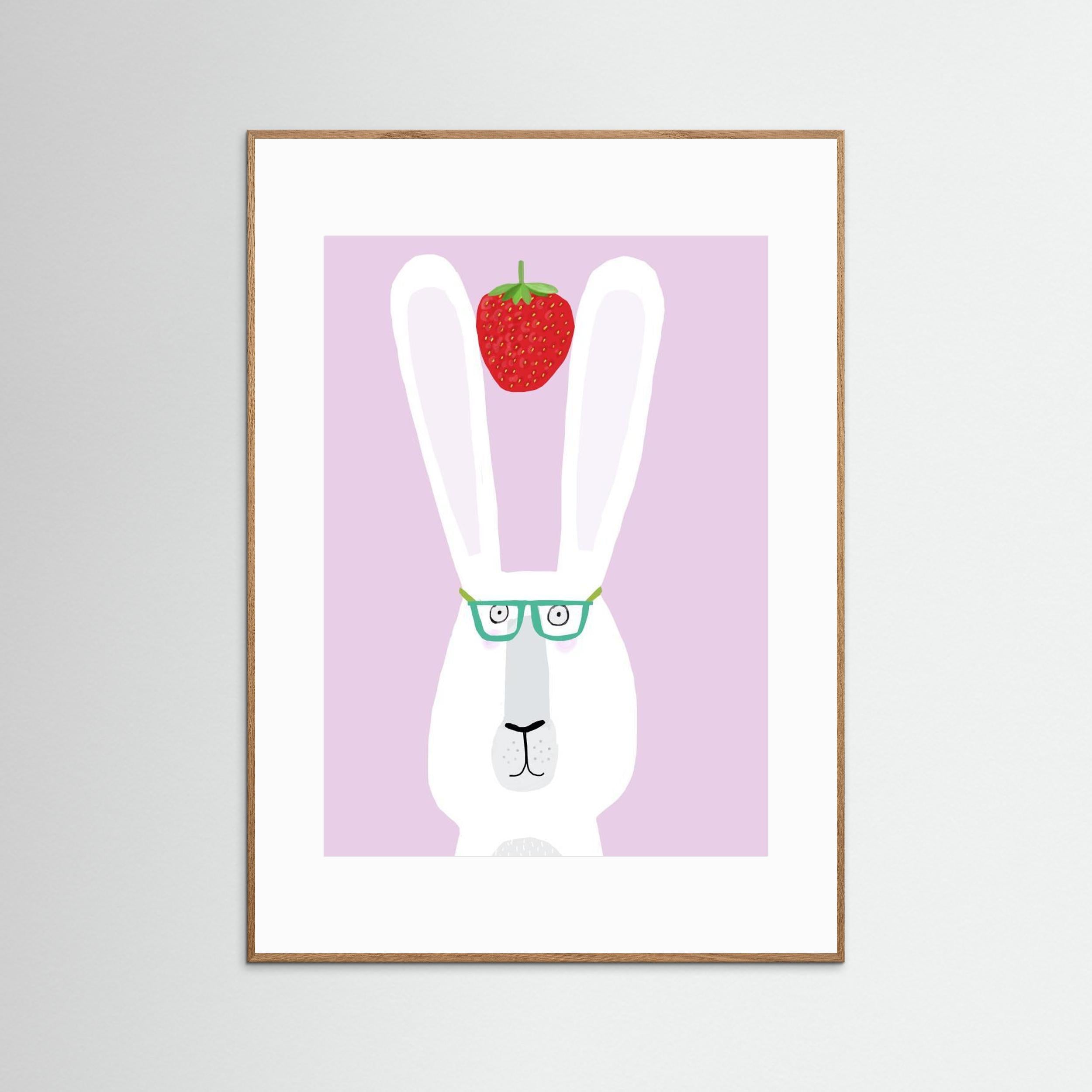 Funny Rabbit with Strawberry by Carla Daly
