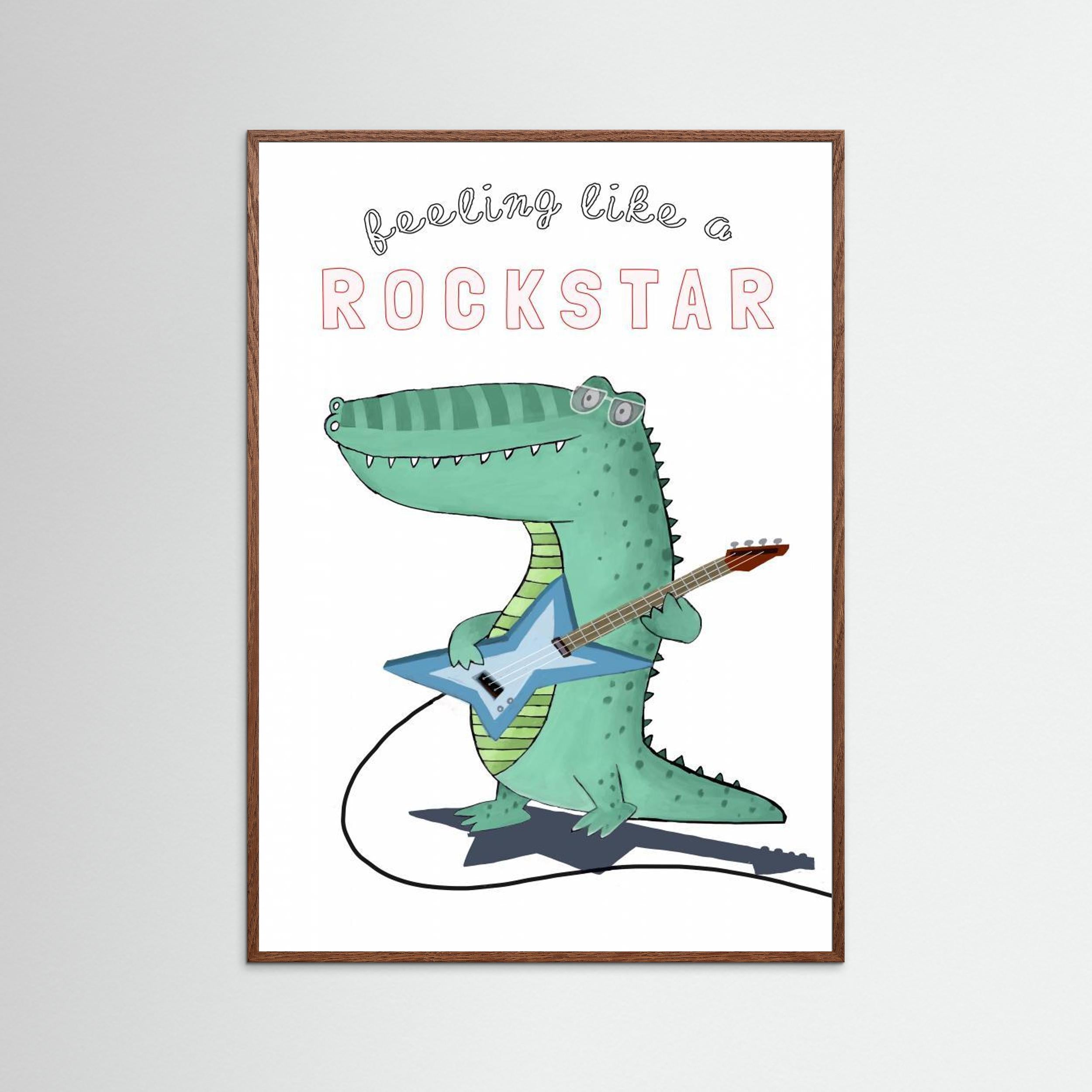 Feeling Like A Rockstar! Funny Crocodile Playing the Guitar by Carla Daly