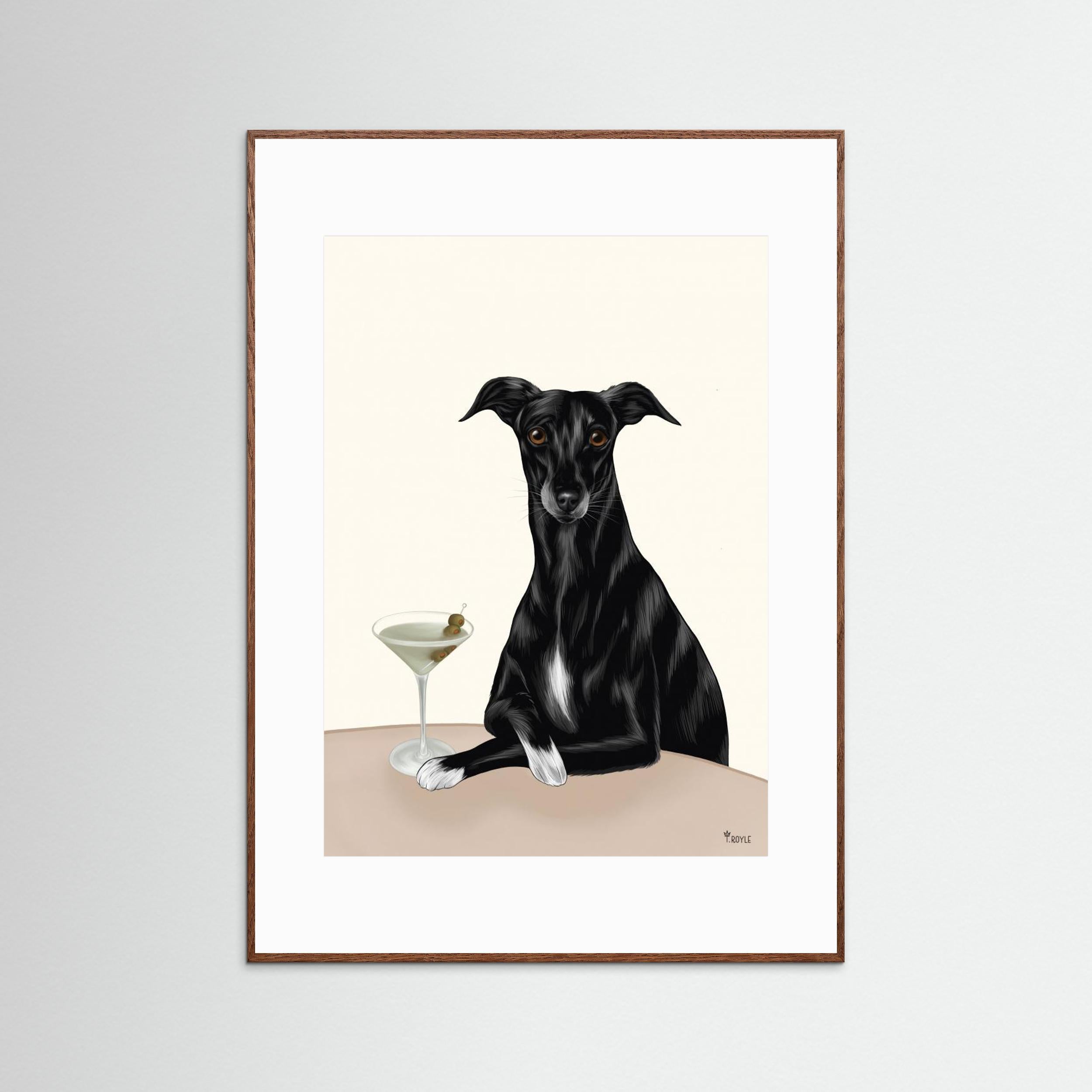 Classy Greyhound with Martini by Tara Royle