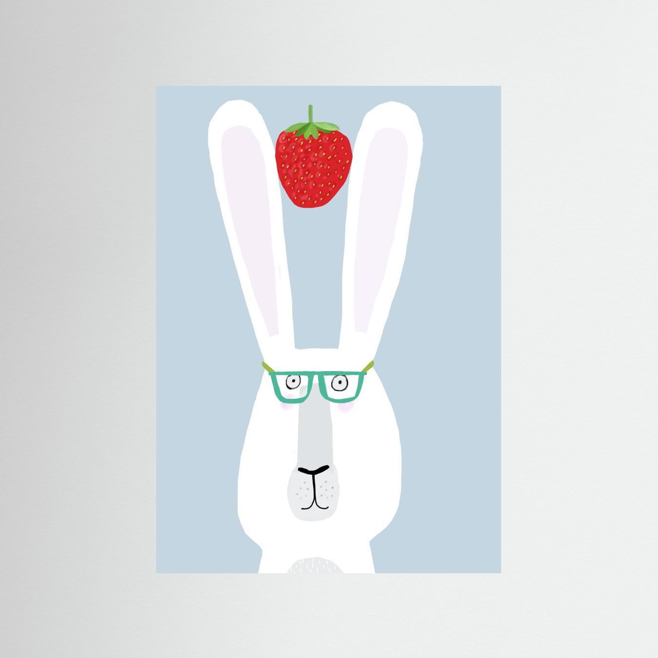 Funny Rabbit with Strawberry by Carla Daly