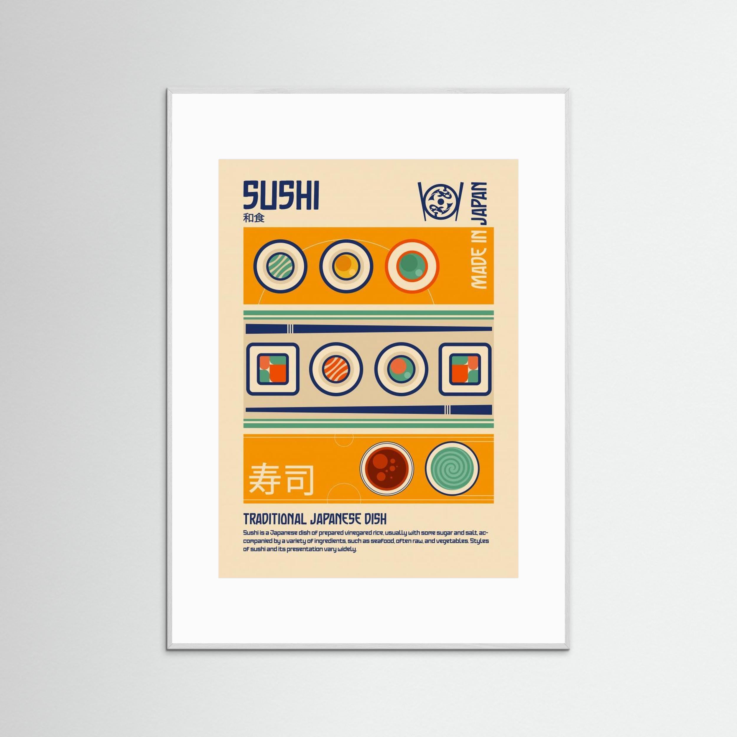 Sushi Japanese Food Print by Retrodrome
