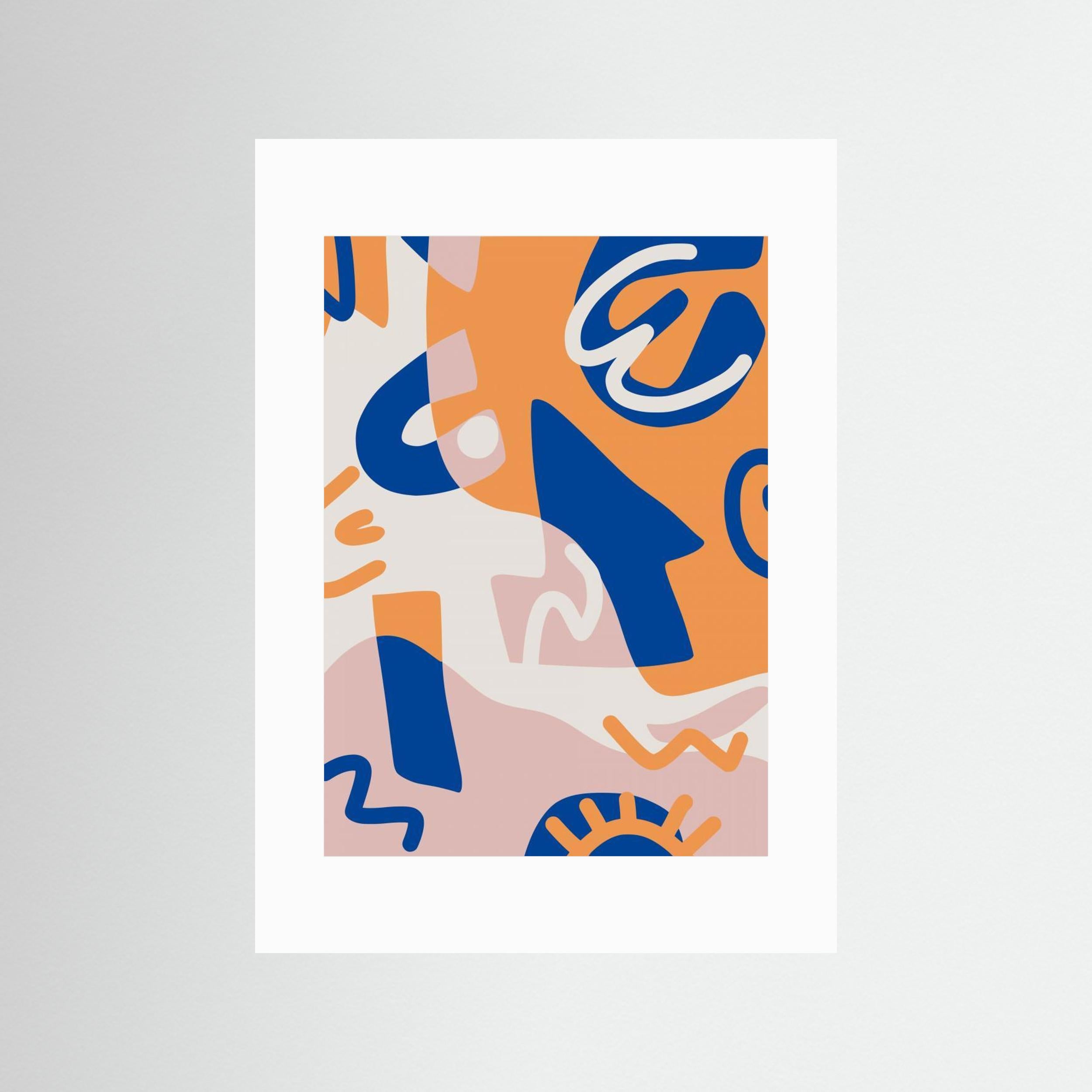 Abstract Shapes In Blue and Orange by Little Dean