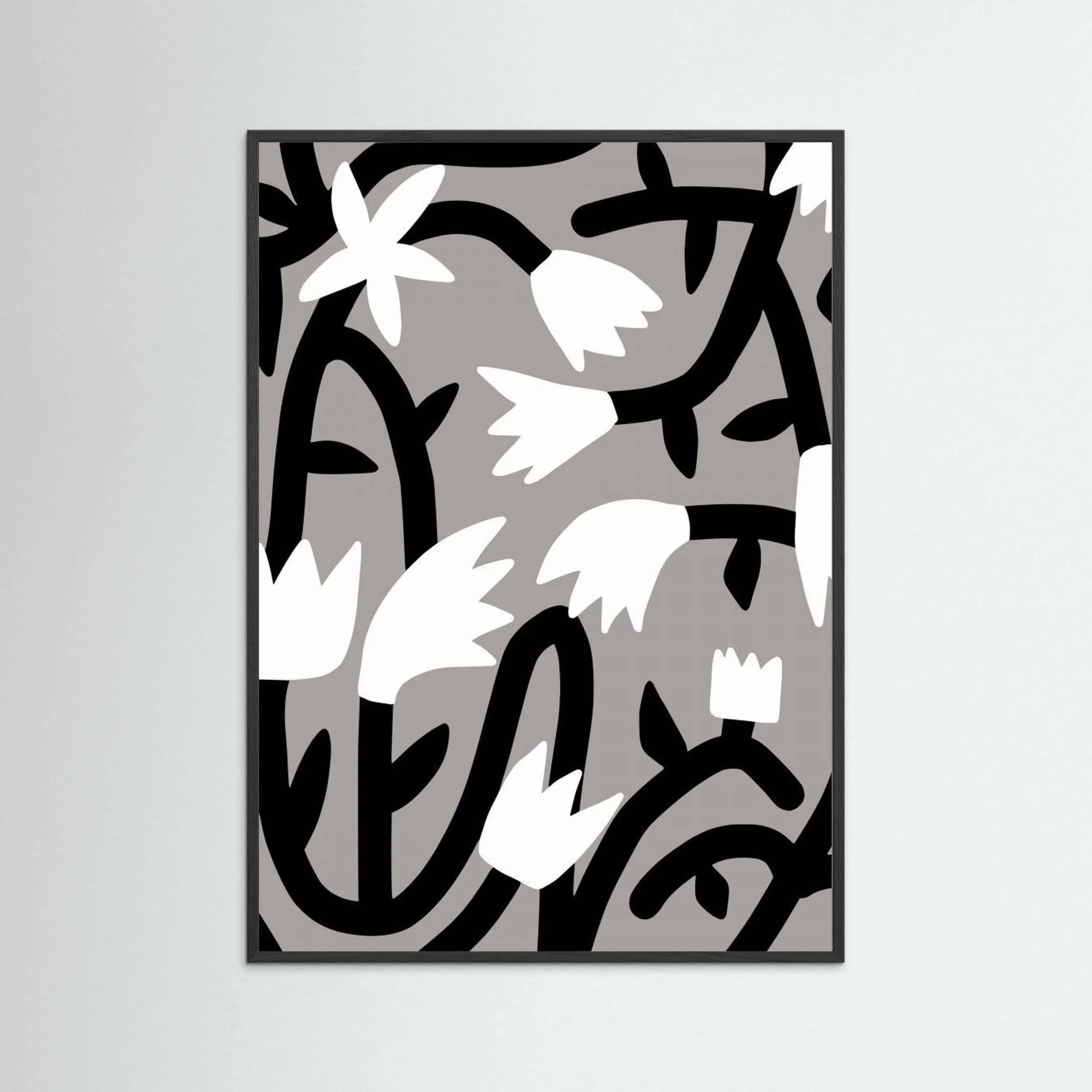 Black and White Bloom Vine by Little Dean - Fine Art Paper Print - dreamtprint.art - 14 x 21 cm / 5 x 8″ (A5)