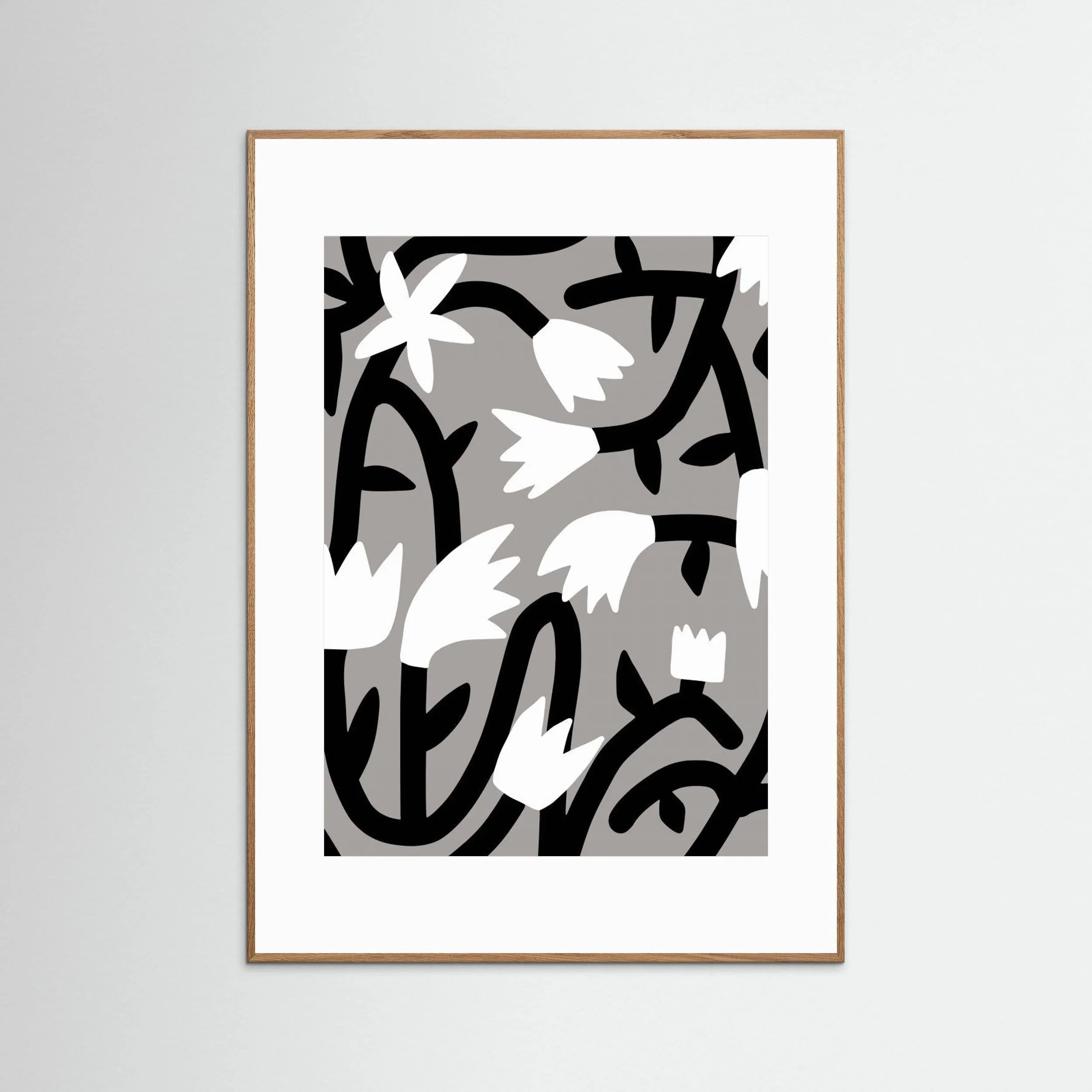 Black and White Bloom Vine by Little Dean - Fine Art Paper Print - dreamtprint.art - 14 x 21 cm / 5 x 8″ (A5)