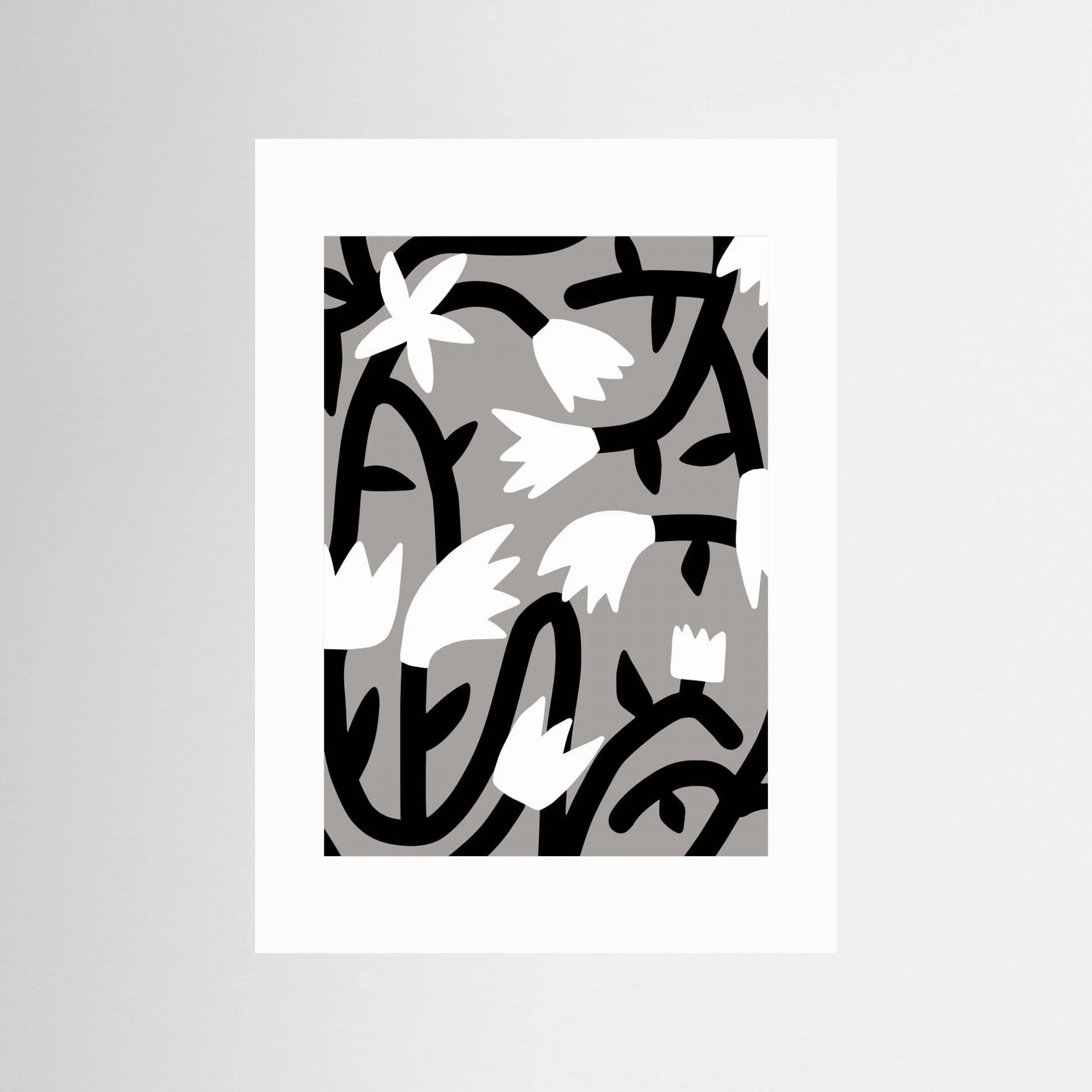 Black and White Bloom Vine by Little Dean - Fine Art Paper Print - dreamtprint.art - 14 x 21 cm / 5 x 8″ (A5)