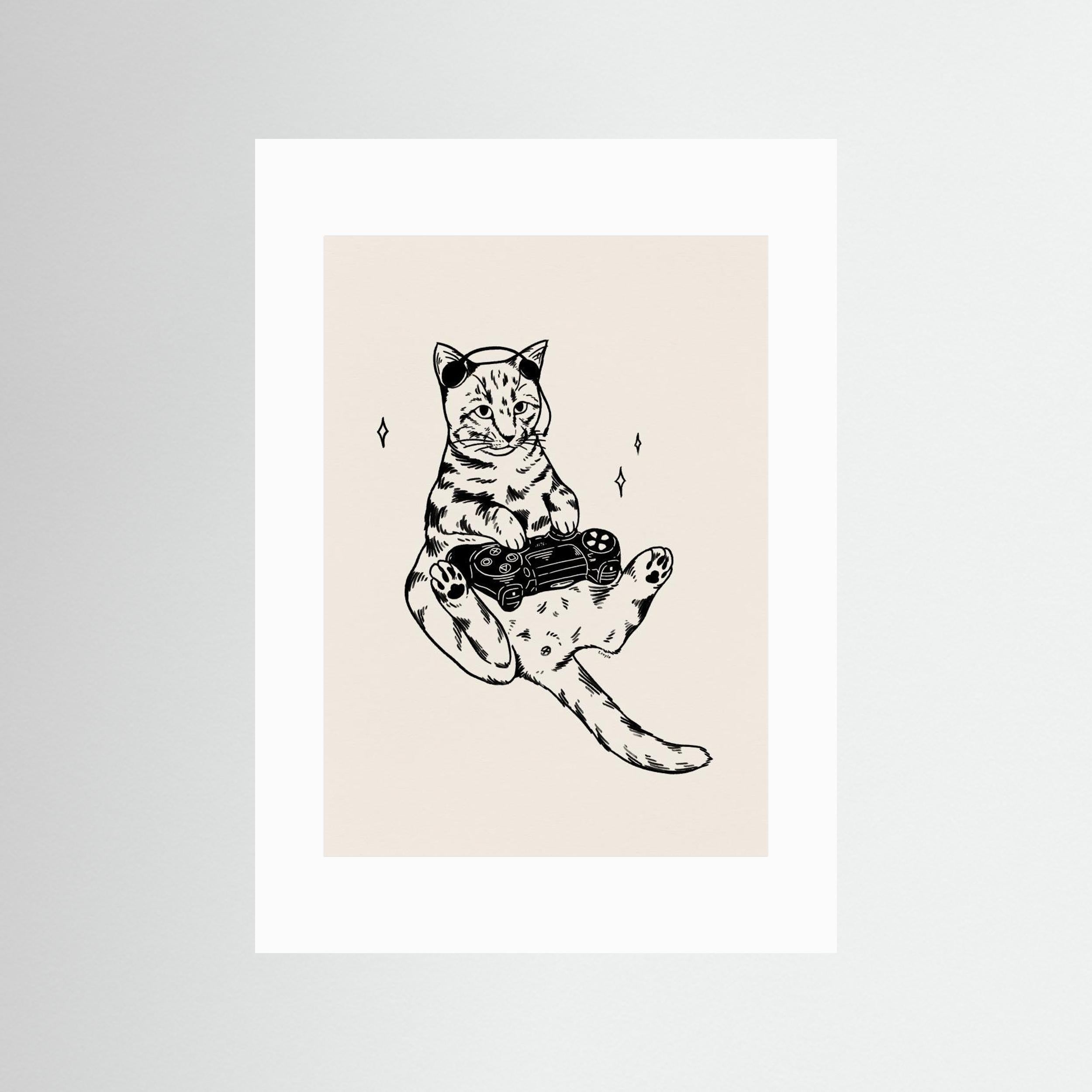 Gaming Cat in black by Tara Royle