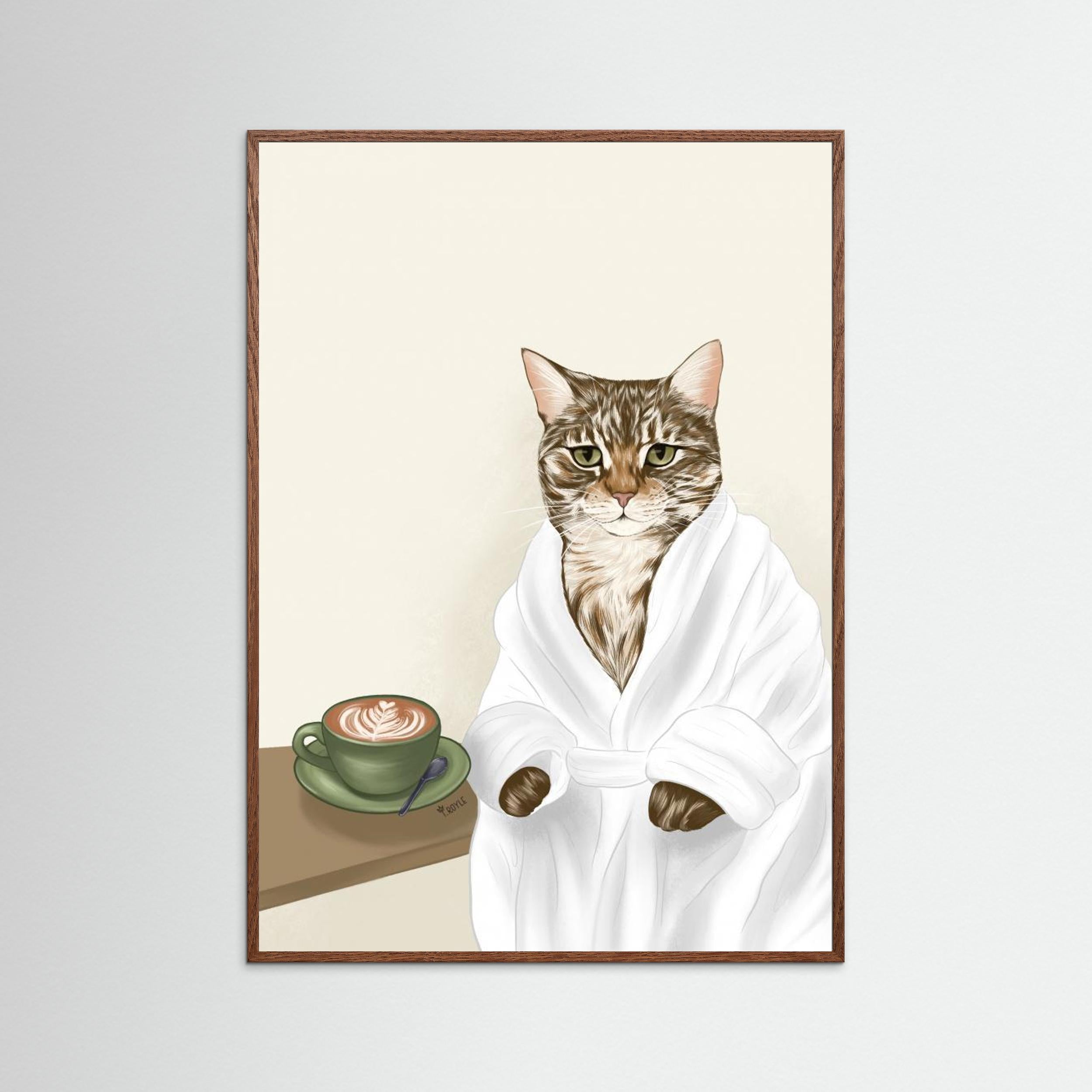 Coffee Cat by Tara Royle - Fine Art Paper Print - dreamtprint.art - 14 x 21 cm / 5 x 8″ (A5)