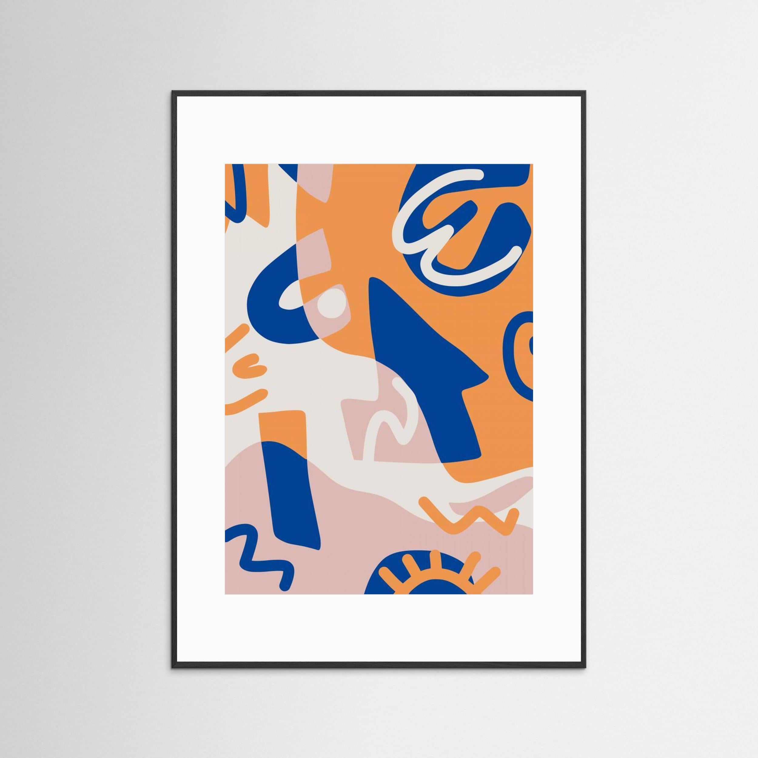 Abstract Shapes In Blue and Orange by Little Dean