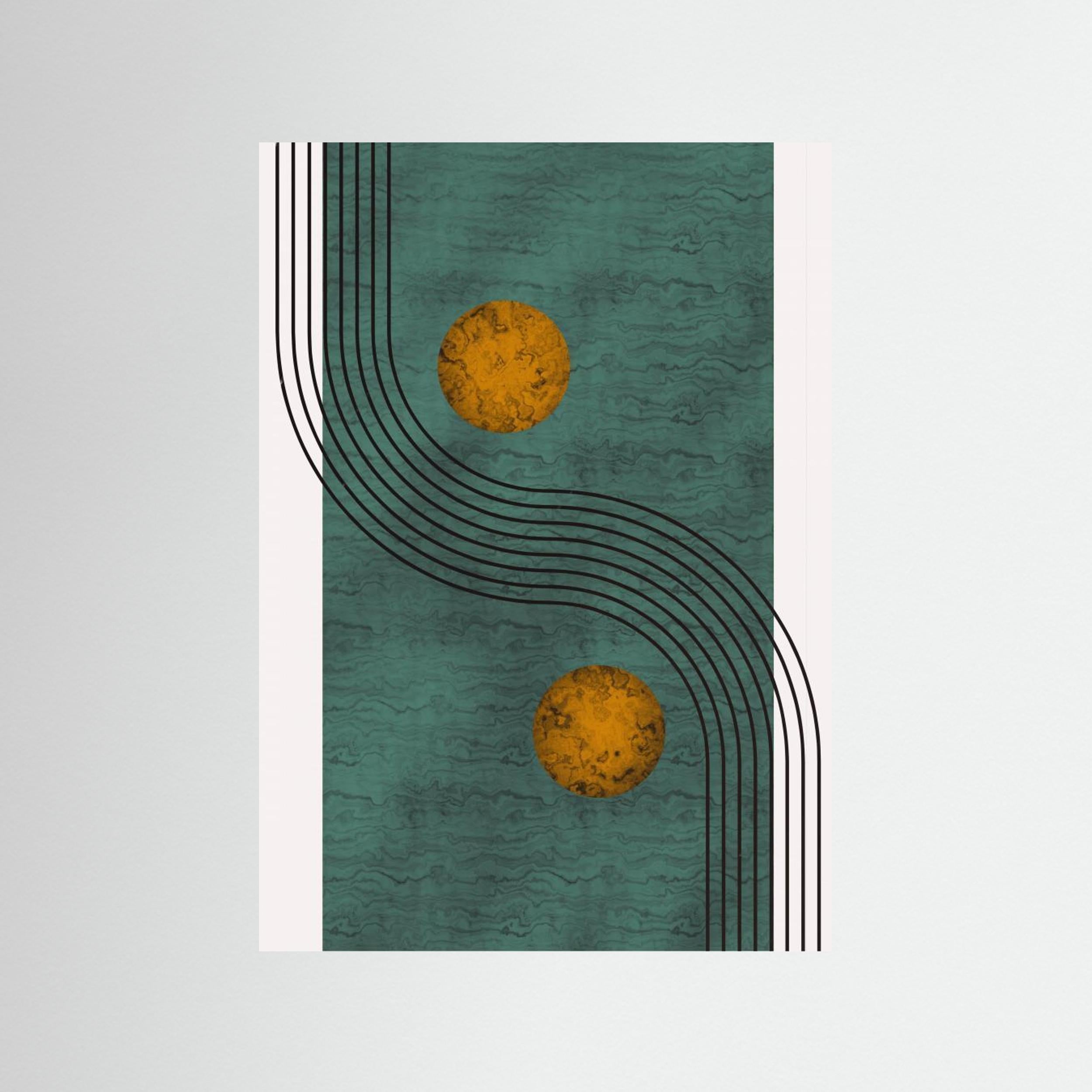 Aquamarine Marble With Golden Sphere by Little Dean