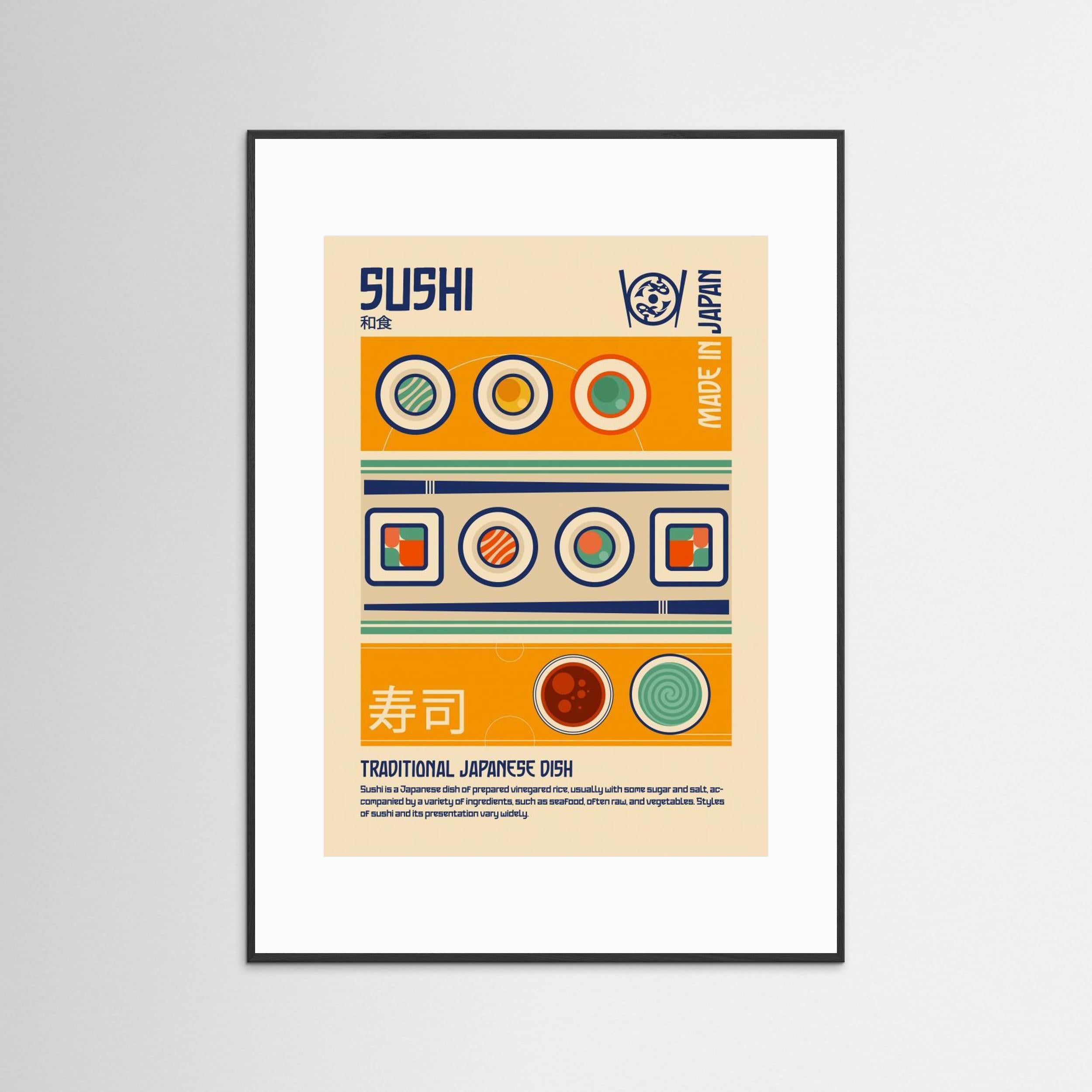 Sushi Japanese Food Print by Retrodrome