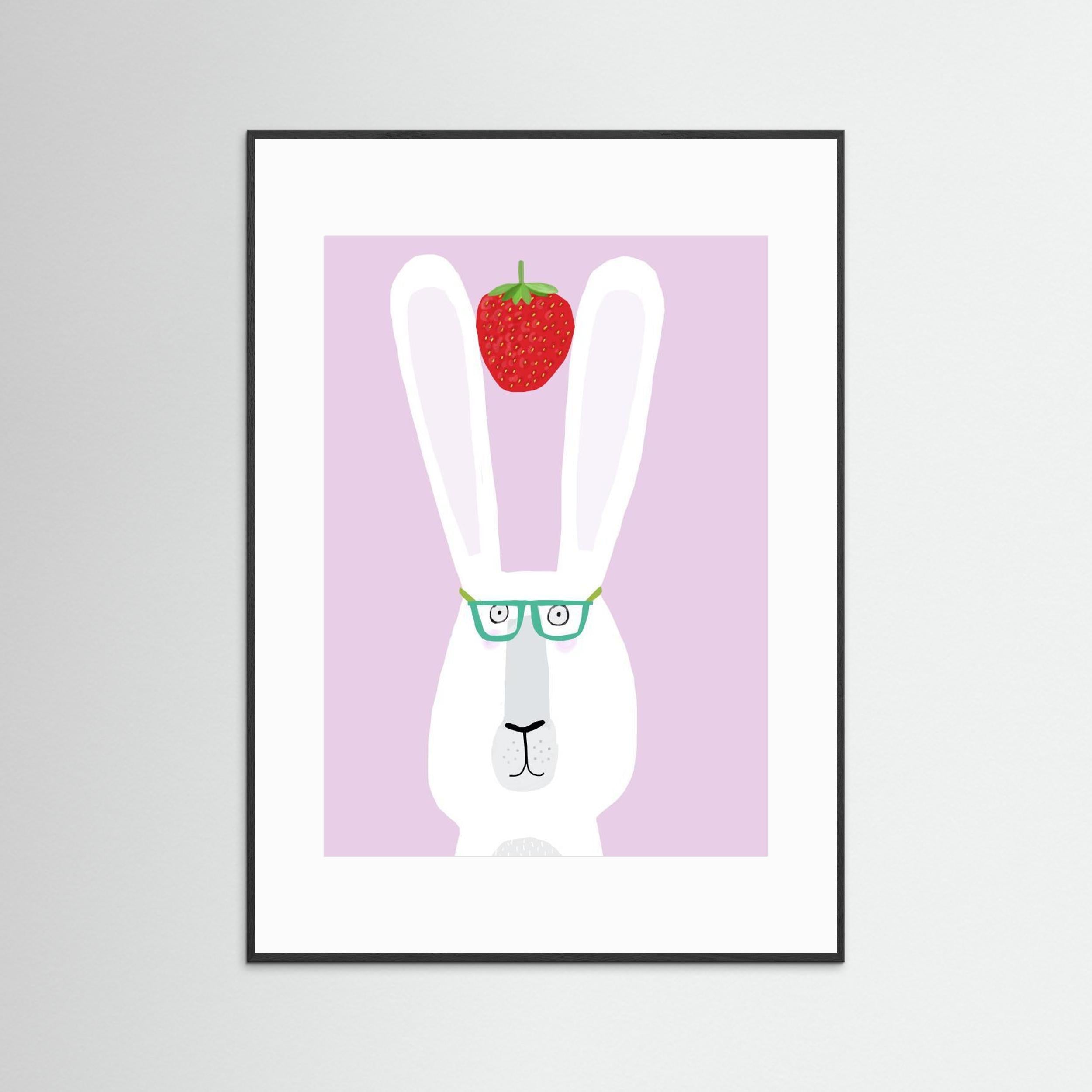 Funny Rabbit with Strawberry by Carla Daly
