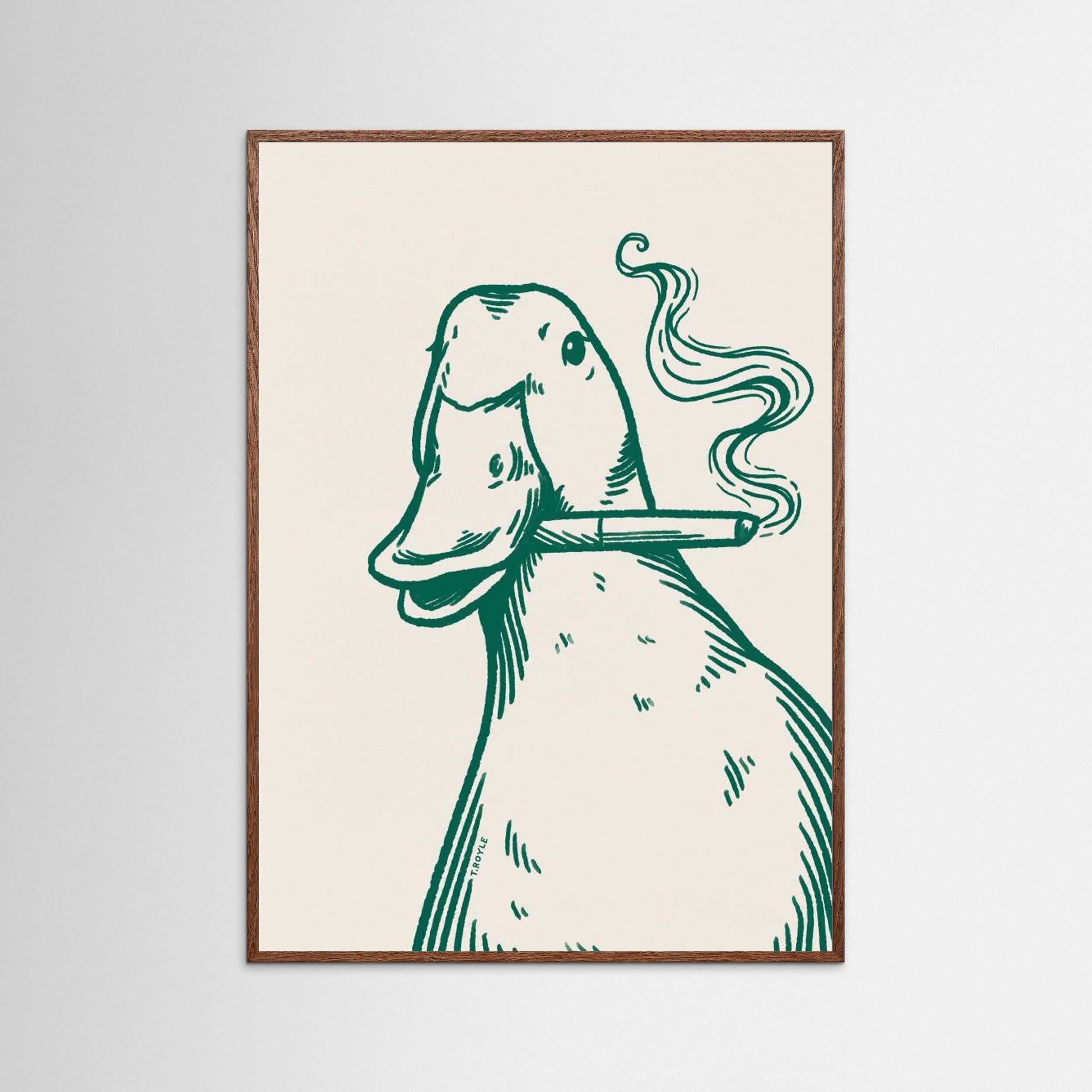 Smoking Duck in green by Tara Royle