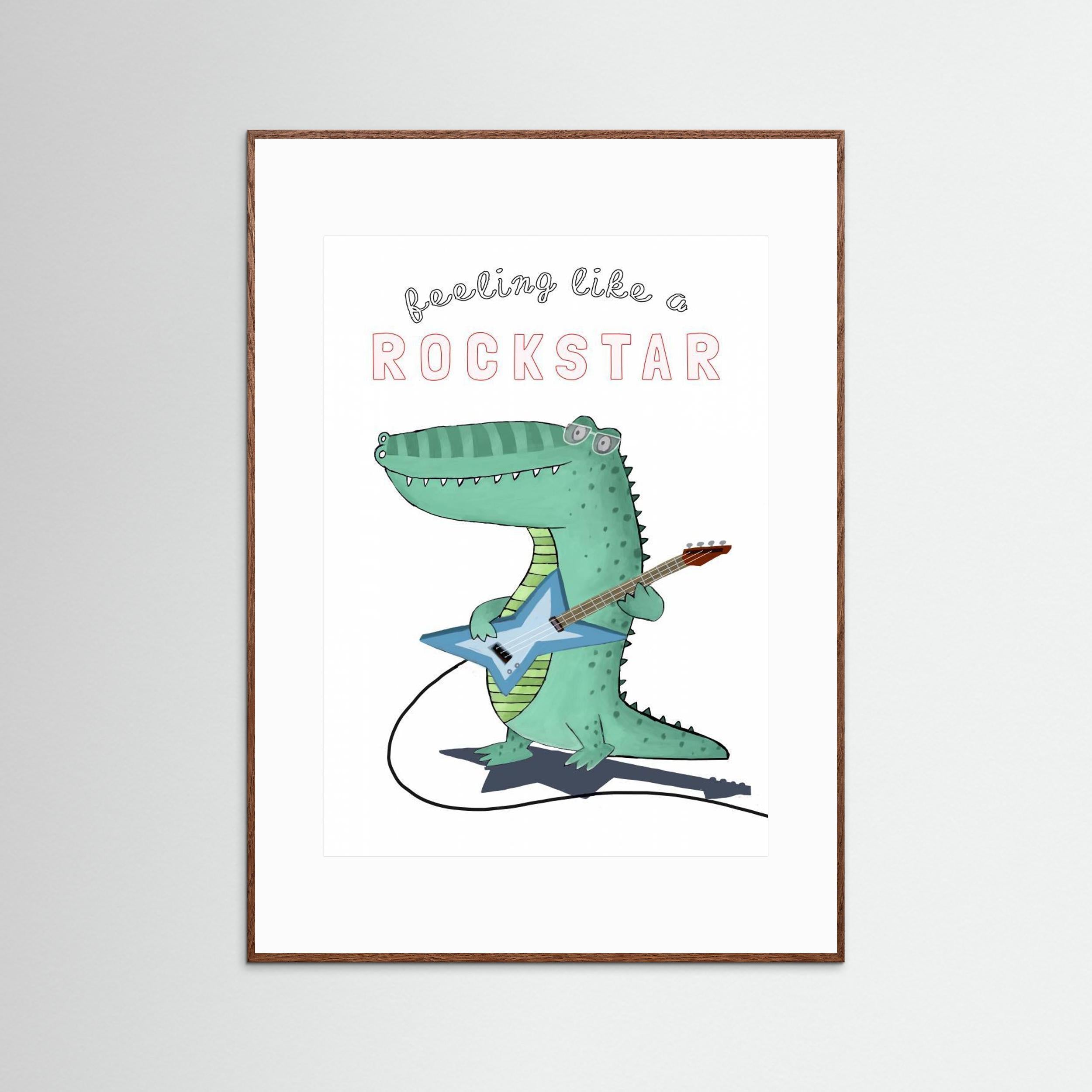 Feeling Like A Rockstar! Funny Crocodile Playing the Guitar by Carla Daly