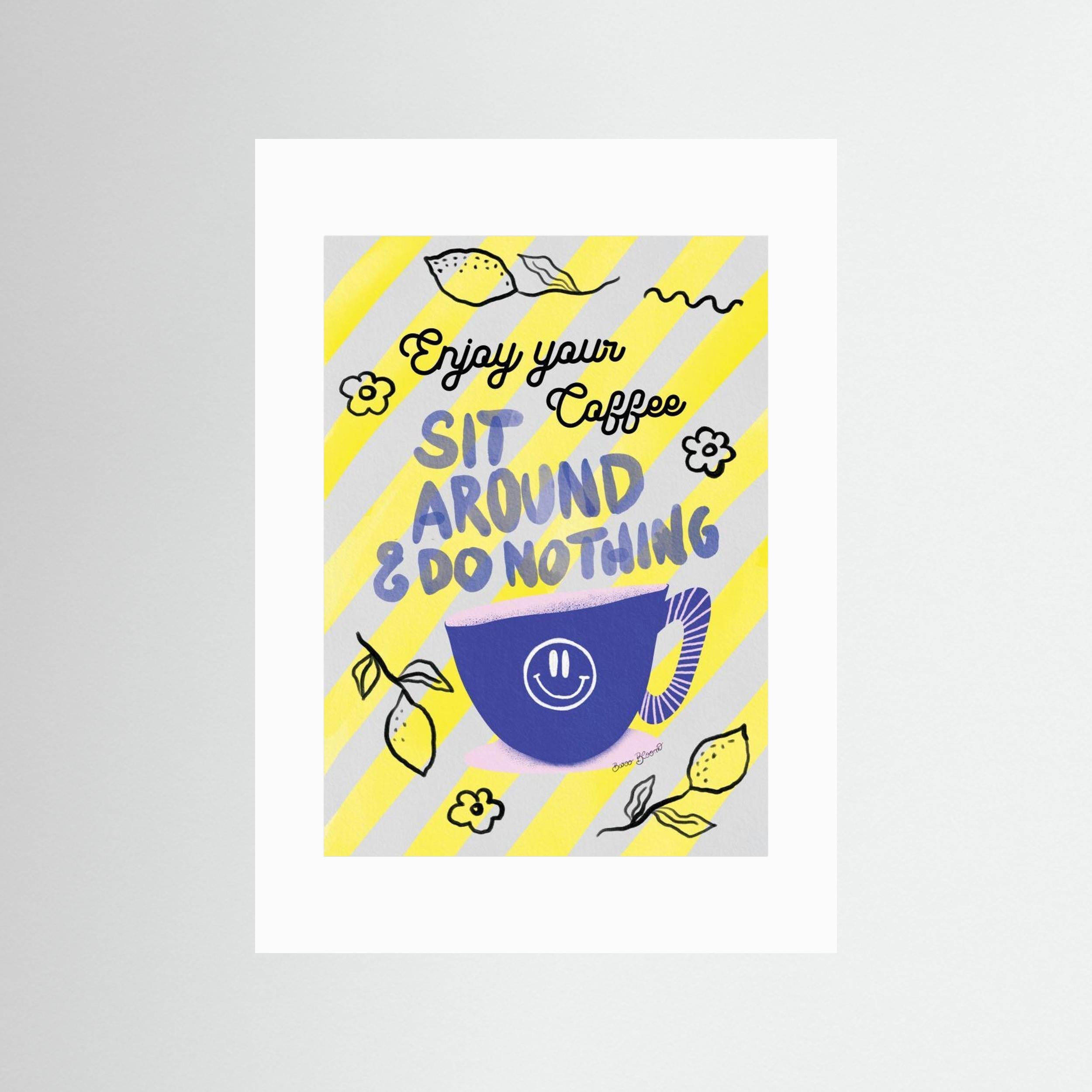 Enjoy Coffee by Baroo Bloom - Fine Art Paper Print - dreamtprint.art - 14 x 21 cm / 5 x 8″ (A5)