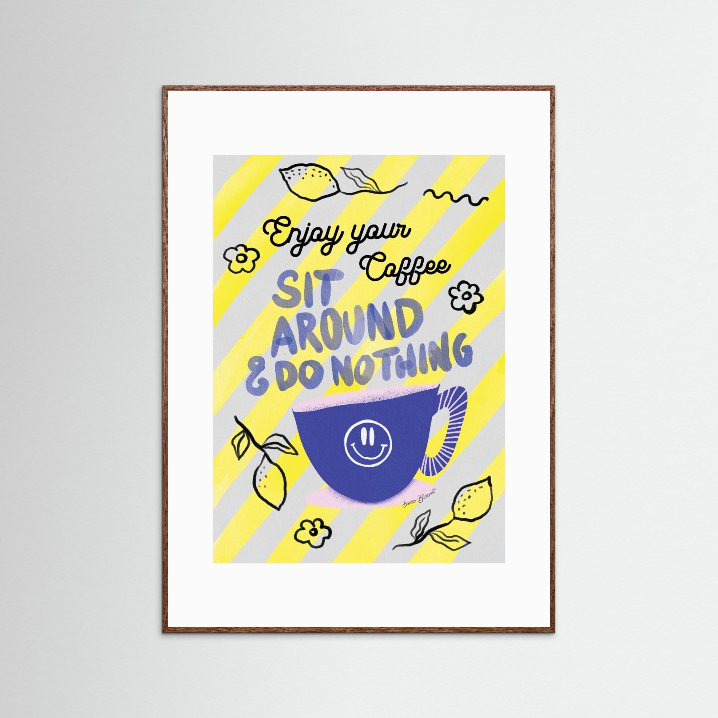 Enjoy Coffee by Baroo Bloom - Fine Art Paper Print - dreamtprint.art - 14 x 21 cm / 5 x 8″ (A5)