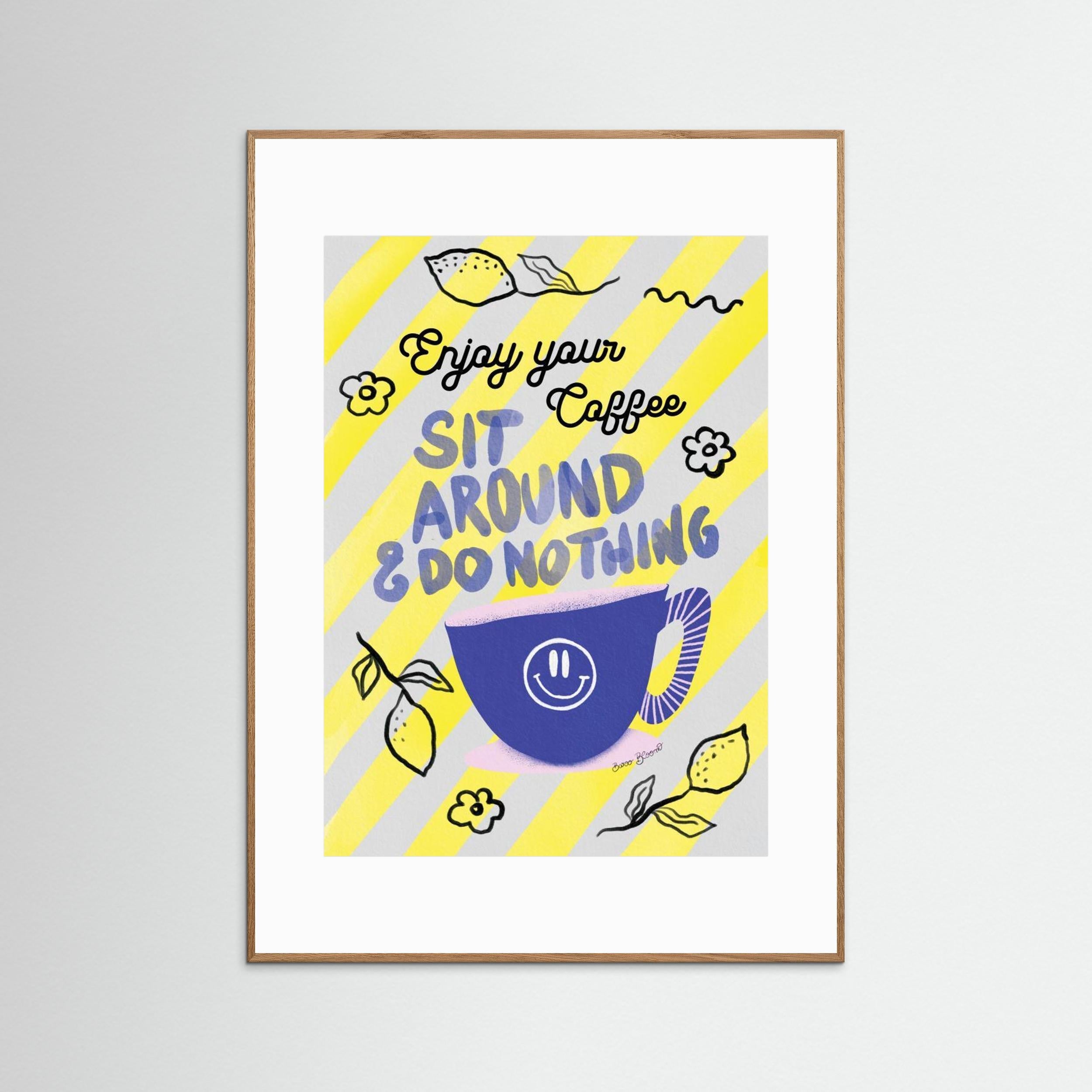 Enjoy Coffee by Baroo Bloom - Fine Art Paper Print - dreamtprint.art - 14 x 21 cm / 5 x 8″ (A5)