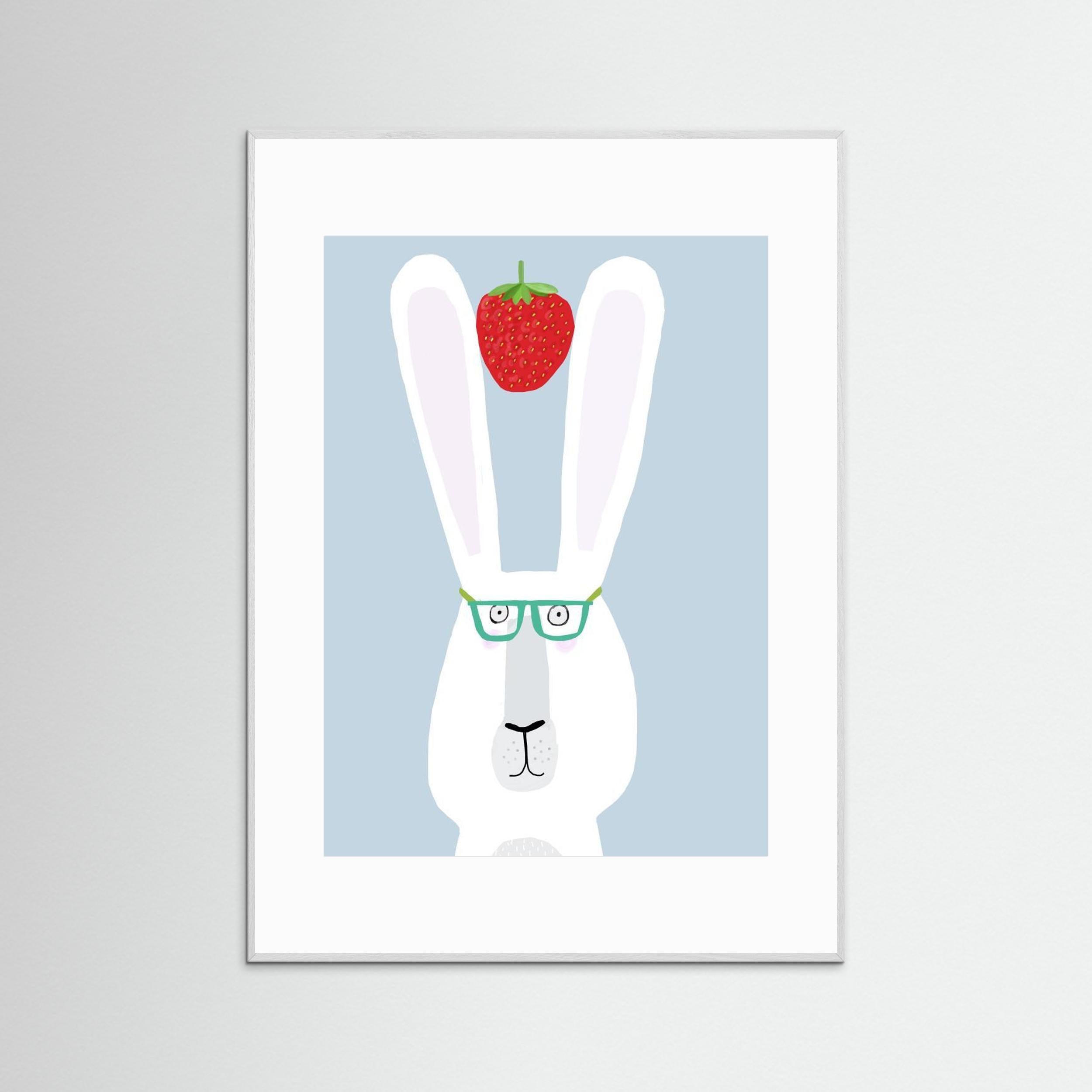 Funny Rabbit with Strawberry by Carla Daly