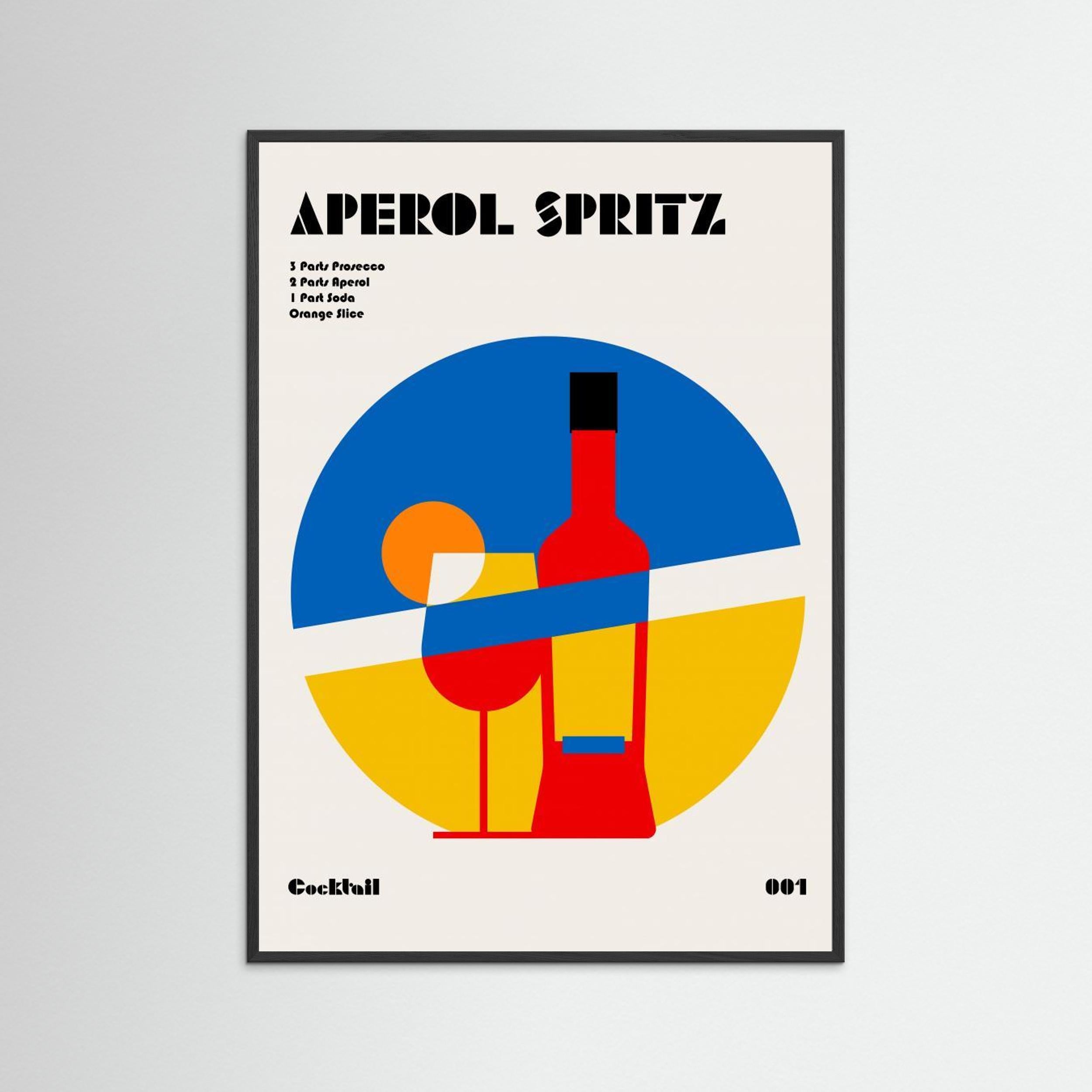 Aperol Spritz Cocktail Bauhaus Art Print by Retrodrome