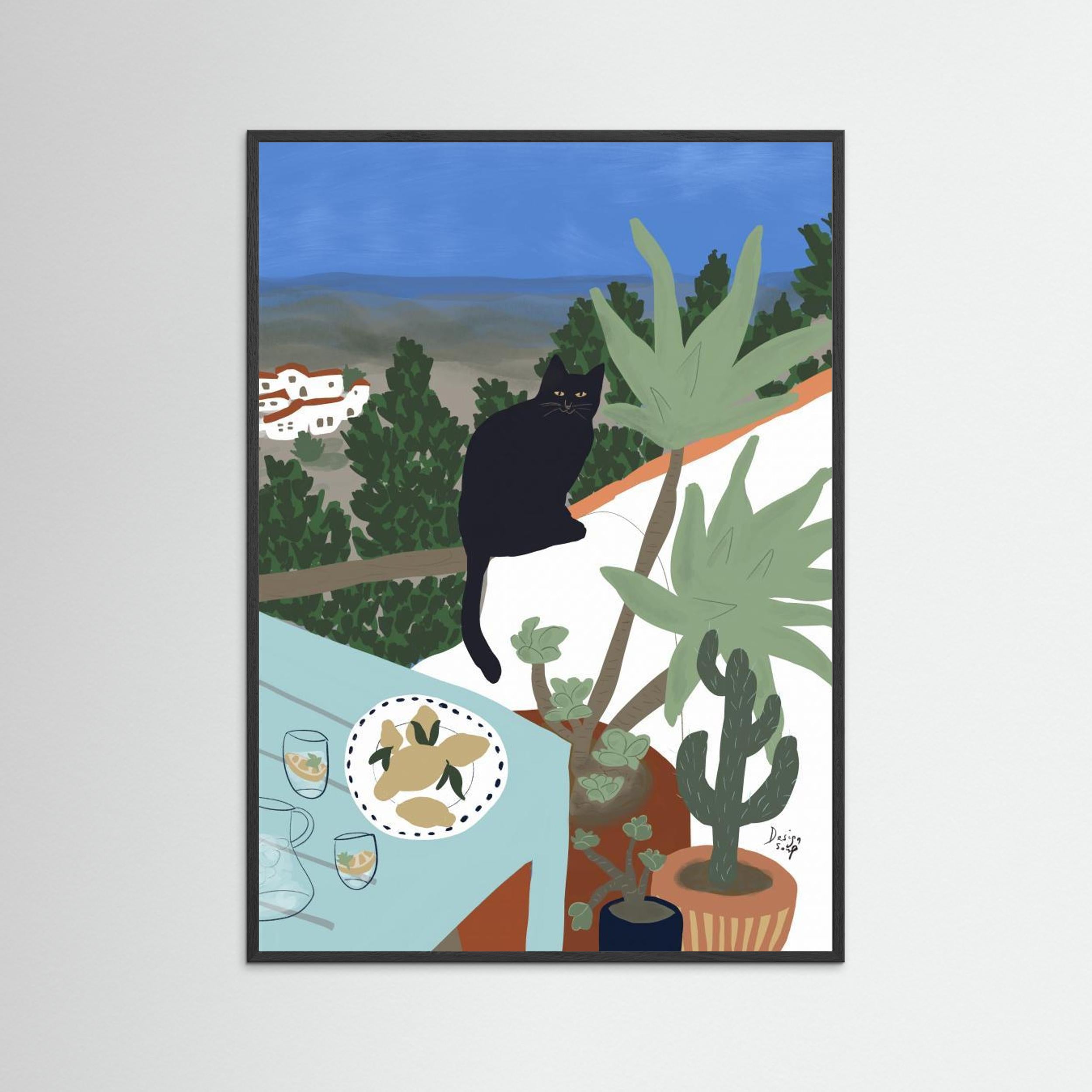 Black Cat on White House by Alix Campbell